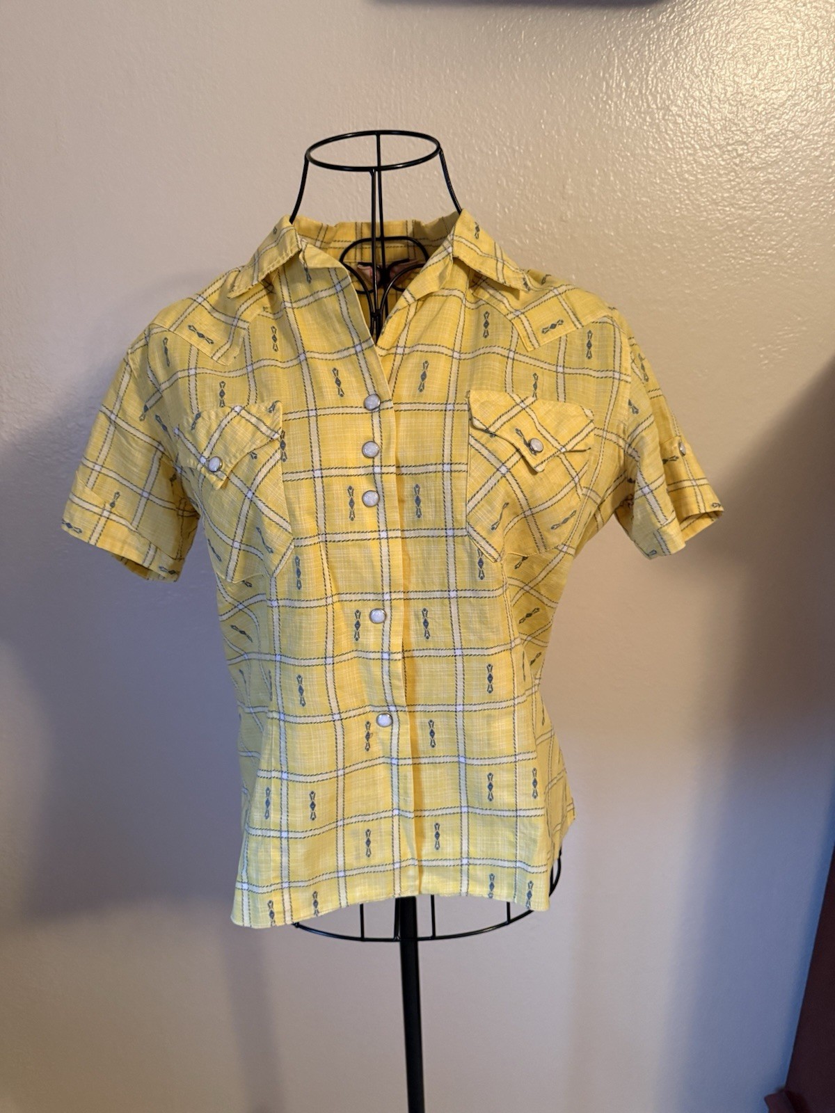 VNTG Women’s H BAR C California Ranch Wear with Pearl Button Western Shirt 34
