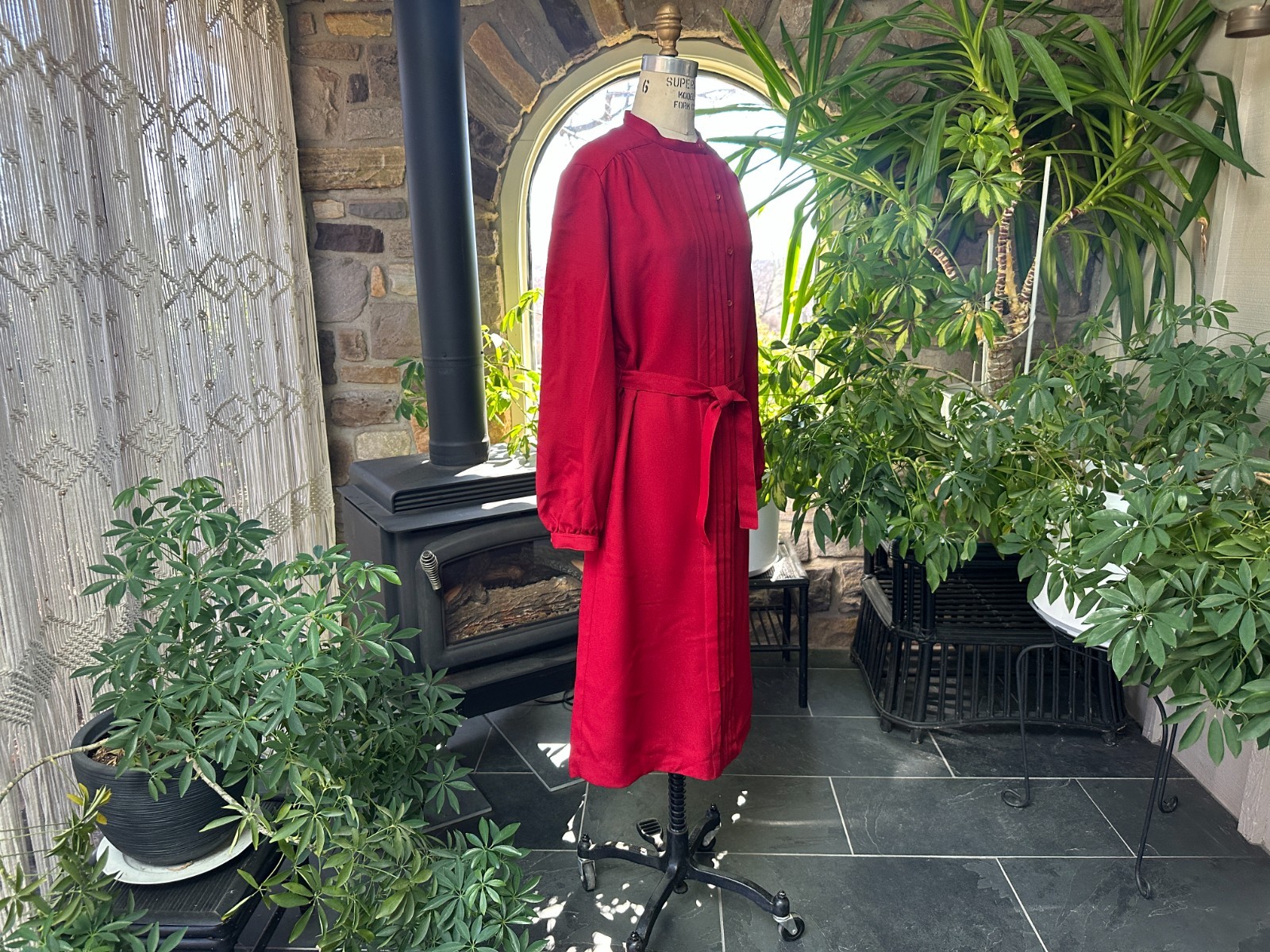 Vintage 1970s Red Belted Shirt Dress Schrader Sport New York Made in USA