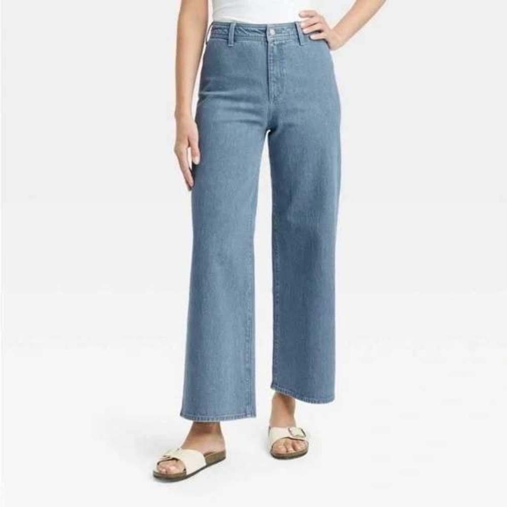 Universal Thread High Rise Sailor Wide Leg Ankle Jeans Gray Wash Size 14 NWT