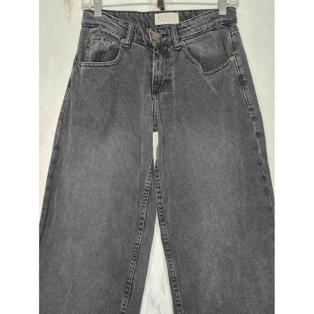 Motel Rocks Wide Leg Washed Black Denim Skate Jeans Womens 27×30