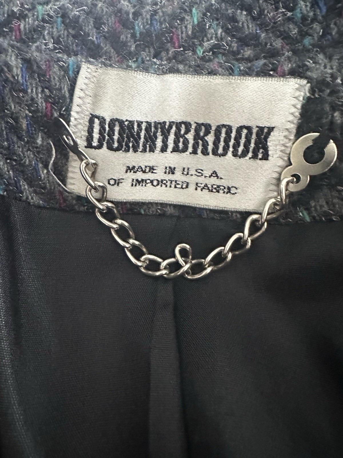 VTG 80s Donnybrook Sz10 ILGWU Gray Speckled oversized herringbone Long wool coat
