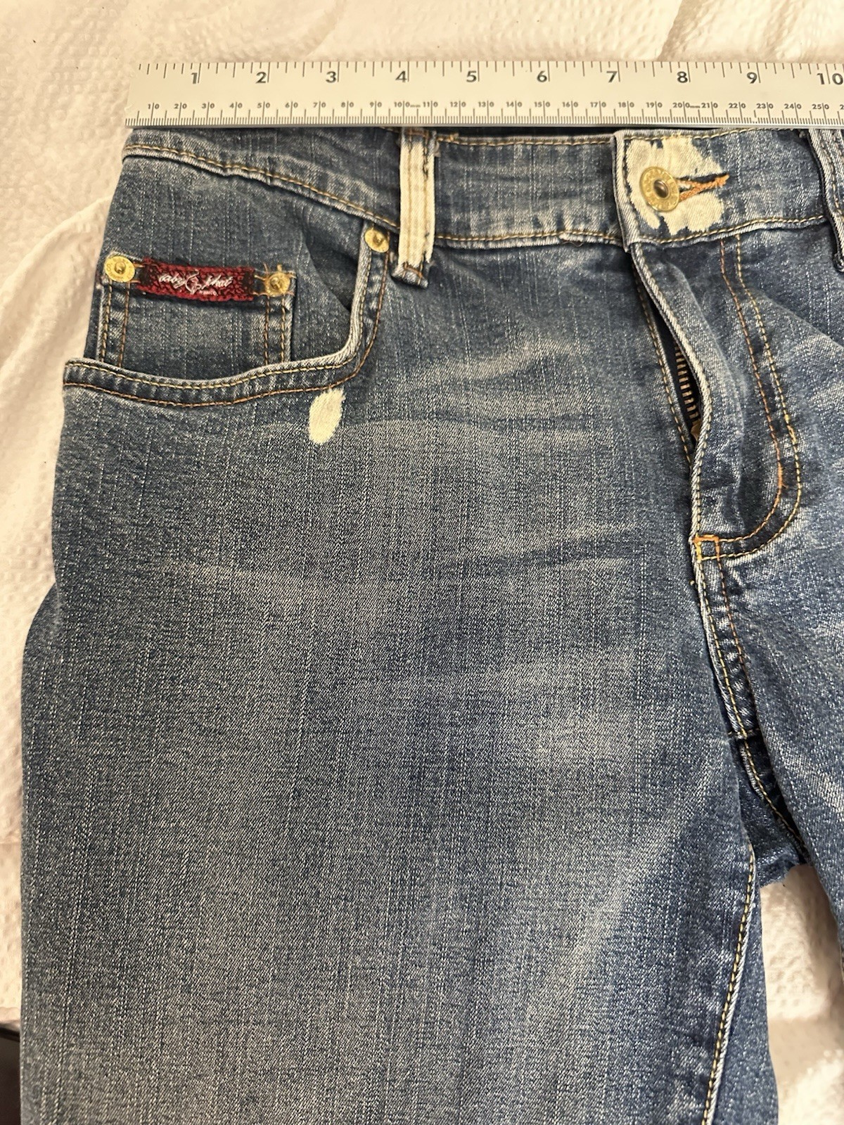 Vintage Baby Phat Capri Pants Zippered Legs Distressed Red Cat Size 9