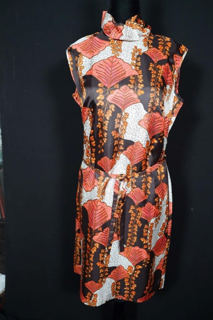 Vintage 1970’s French Black Colorful Poly Print Dress Size 8