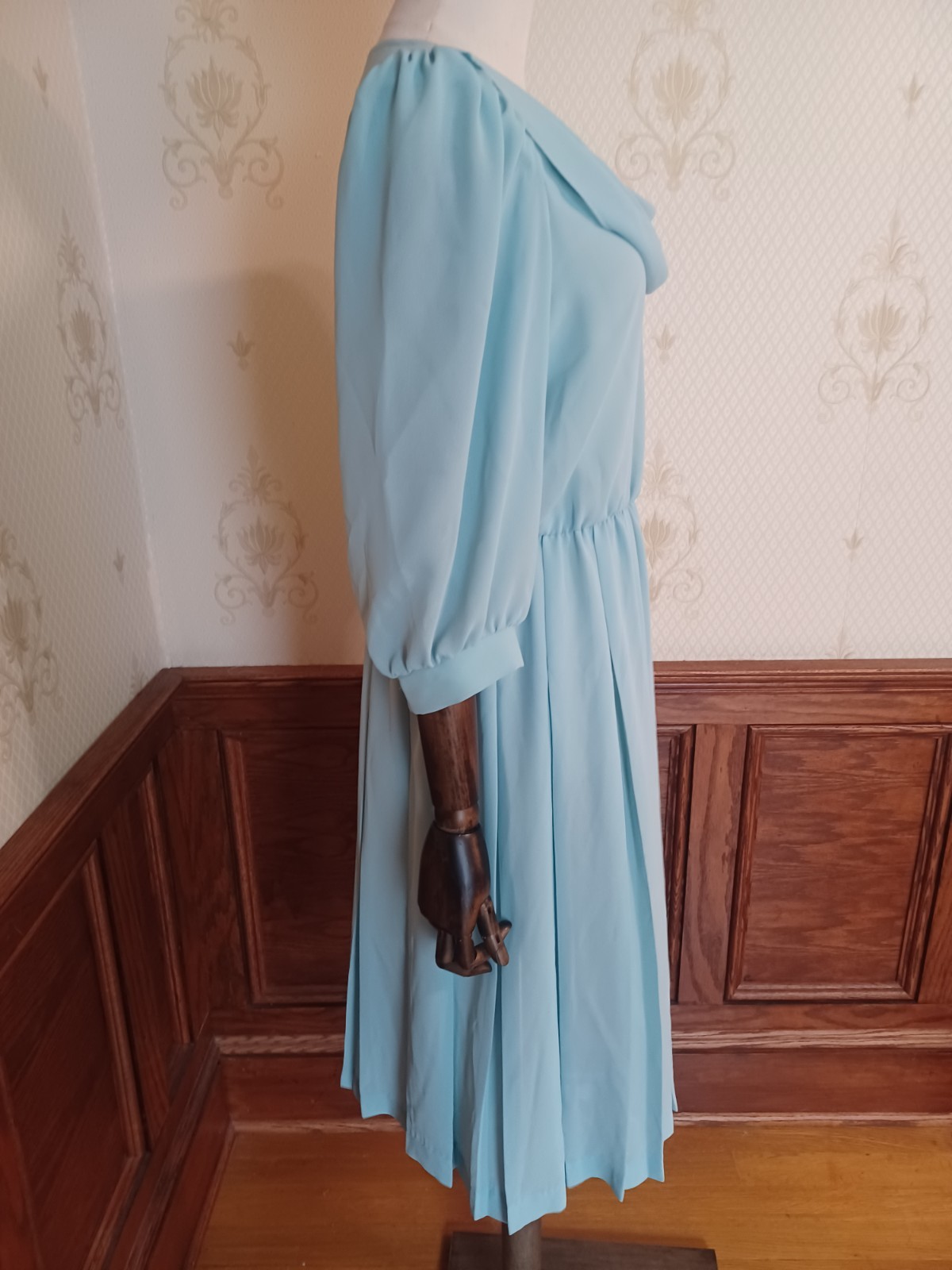 Vintage 1980s Sheer Pastel Aqua Bobby’s Girl Romantic Coquette Dress