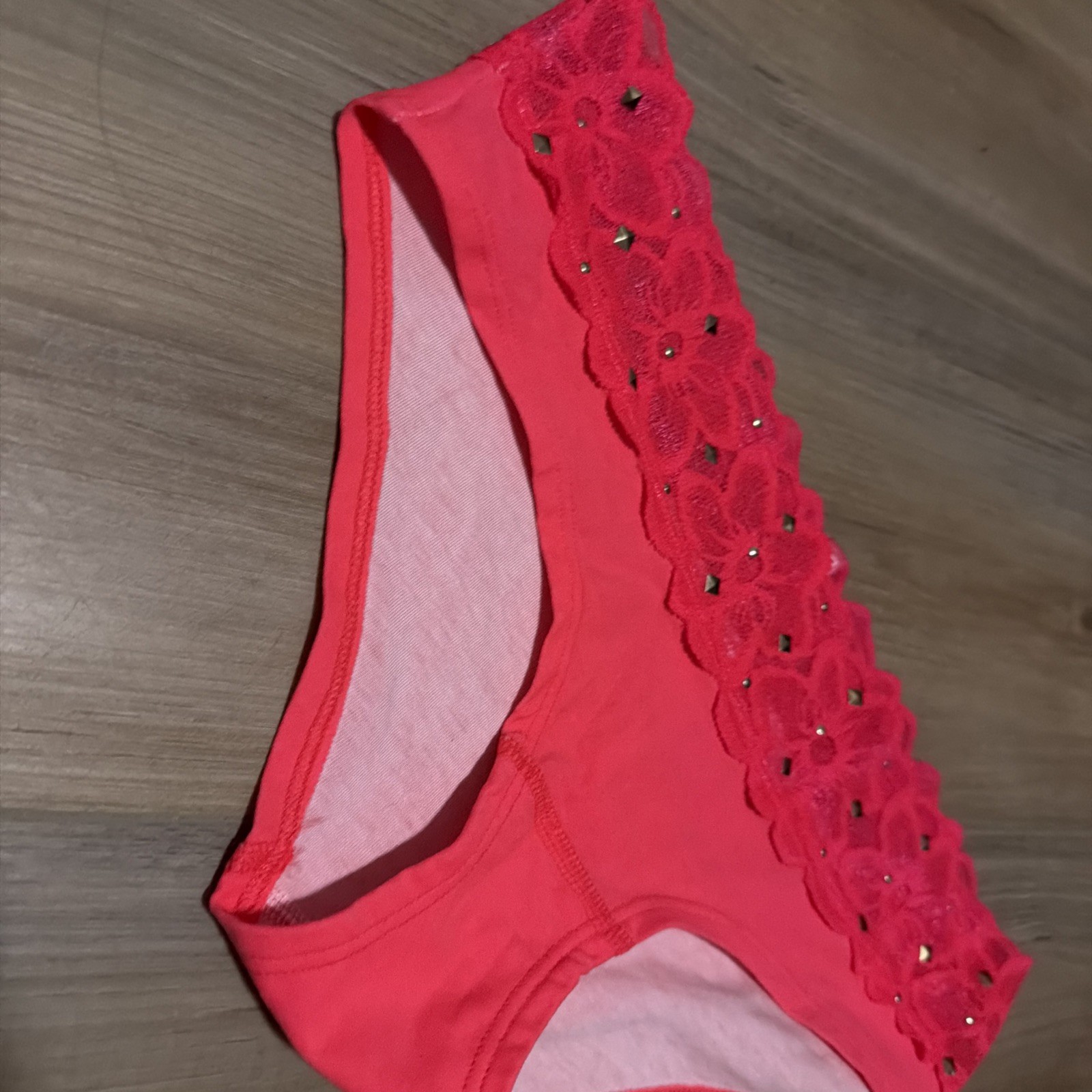 Vintage PINK Victoria’s Secret Panties Extra Low Rise Hipster 2014 Lace Bling S