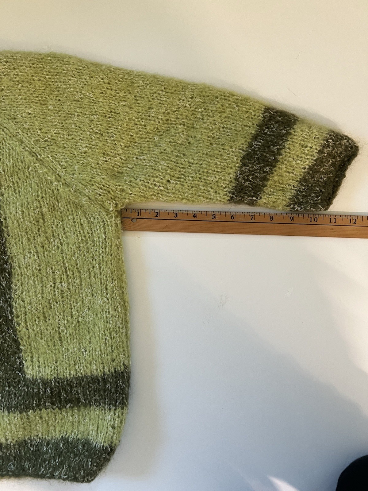 VTG Colebrook Hand Knit Pullover Sweater Wool/Mohair/Nylon Blend ~ Dk/Lt Green