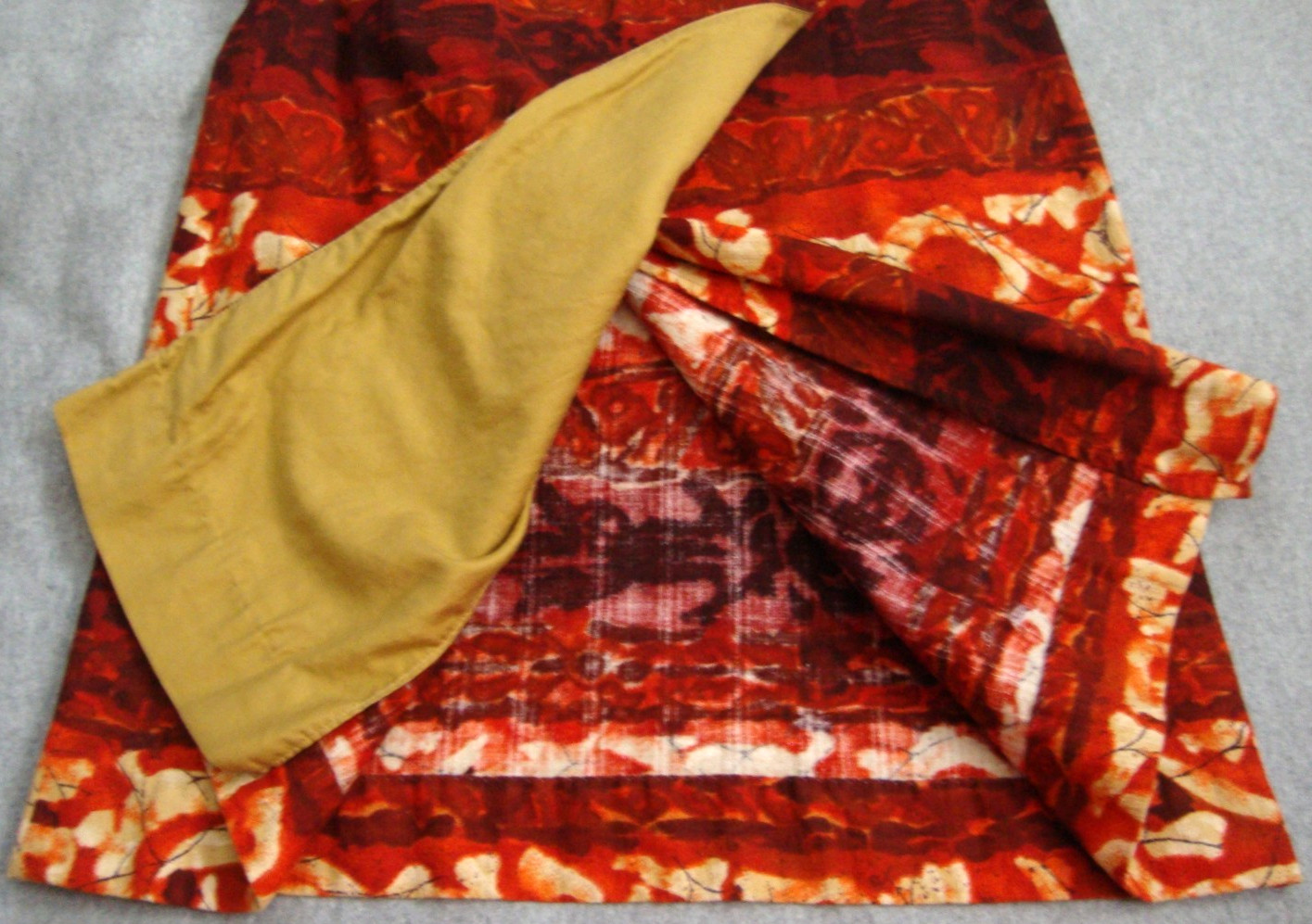 Kiyomi of Hawaii S Vintage 60s DRESS Orange Barkcloth Wraparound Shift Tiki