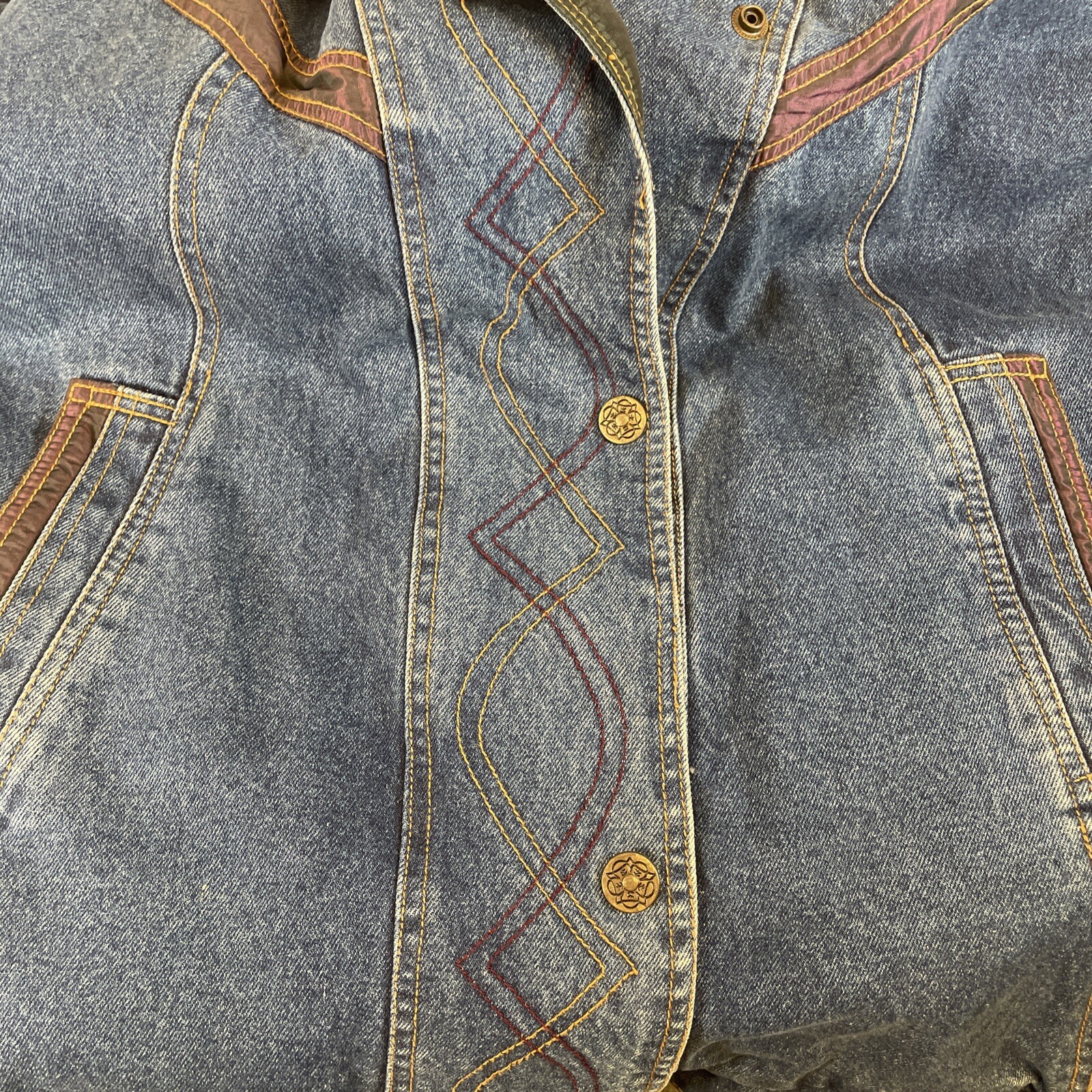 RARE Current Seen Vintage 90s Heavy Denim Coat Size M Double Layer Winter