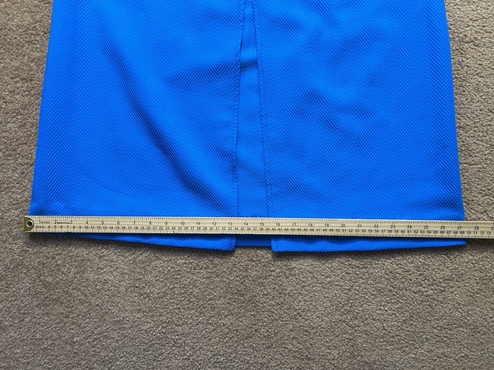 Vintage 1970s Terry Chicago Cobalt Blue Maxi Skirt Talon Zipper Herringbone M/L?