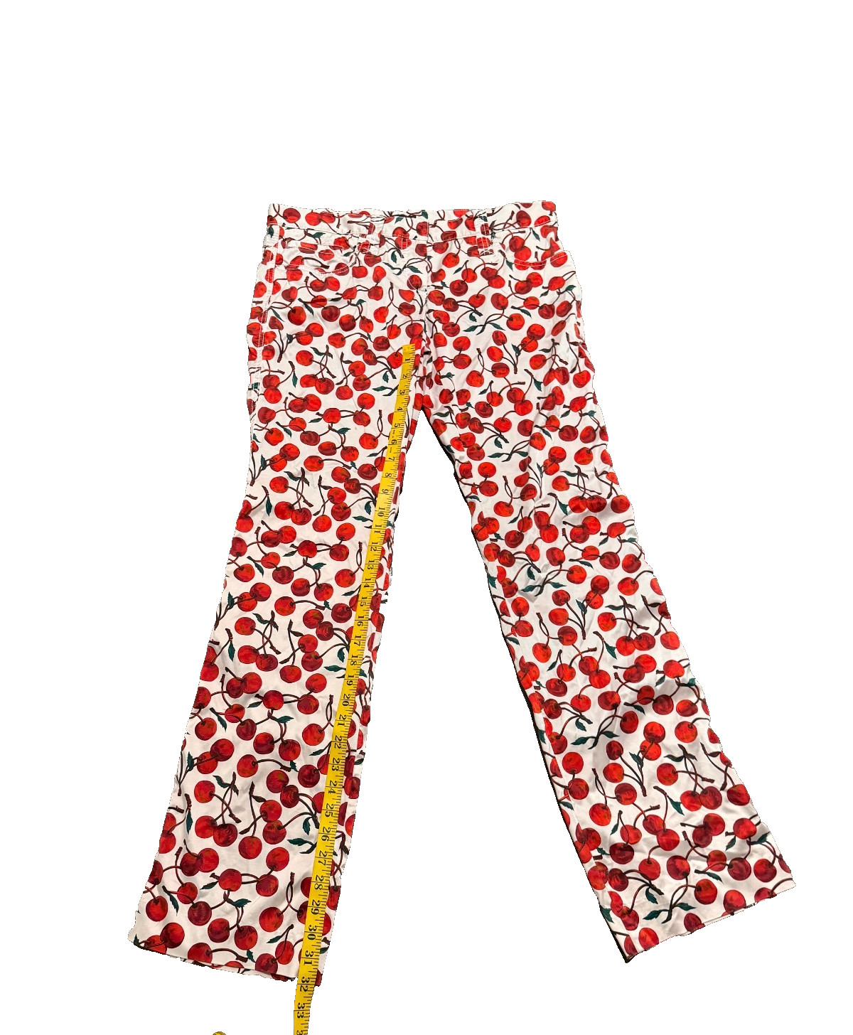 Vintage Dolce & Gabbana pants white red 46 Cherry Silk Satin trousers low rise