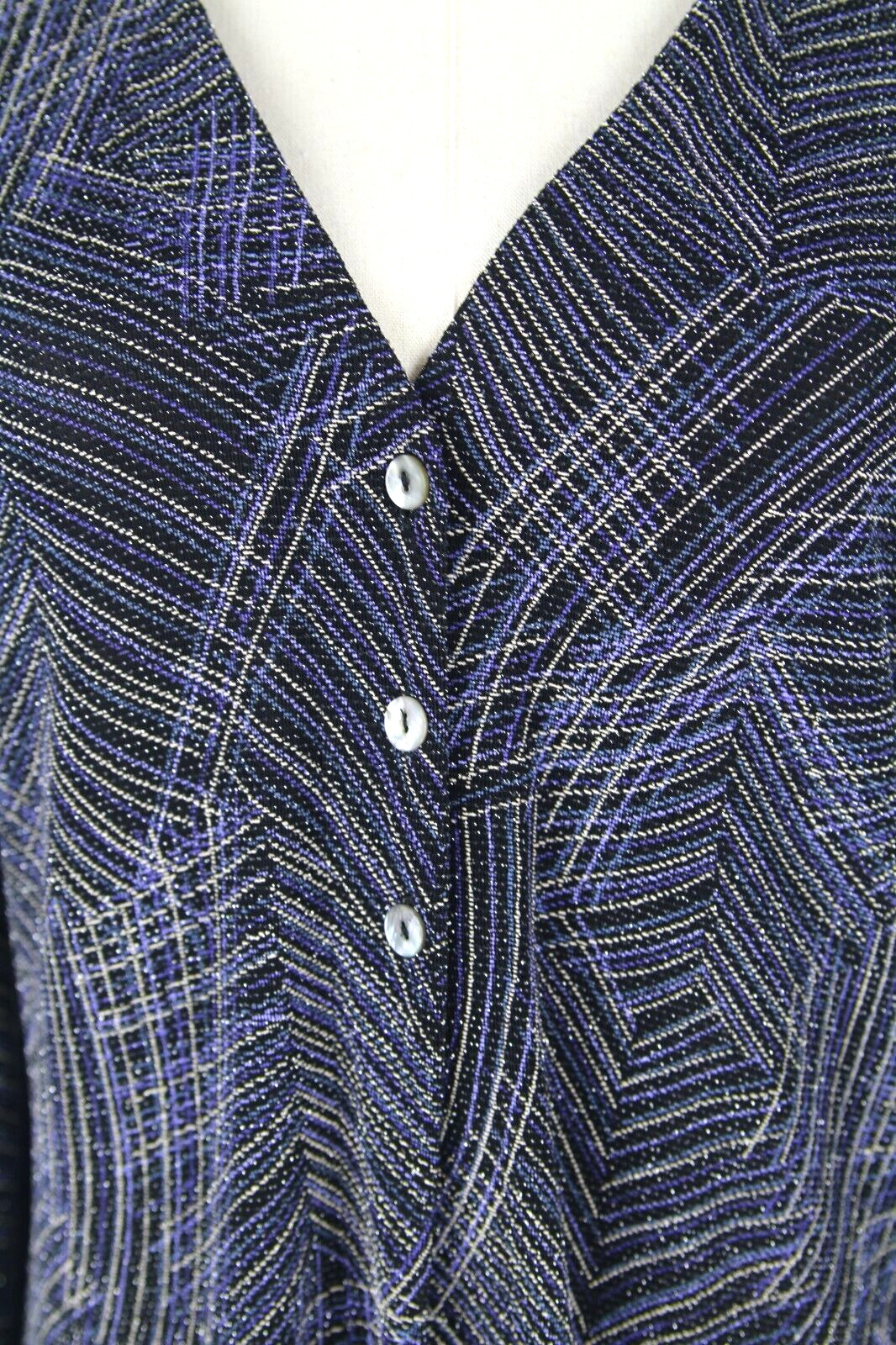 Vintage Rabbit Designer Dressy Glitter Cardigan Holiday Three Button Front SZ 16