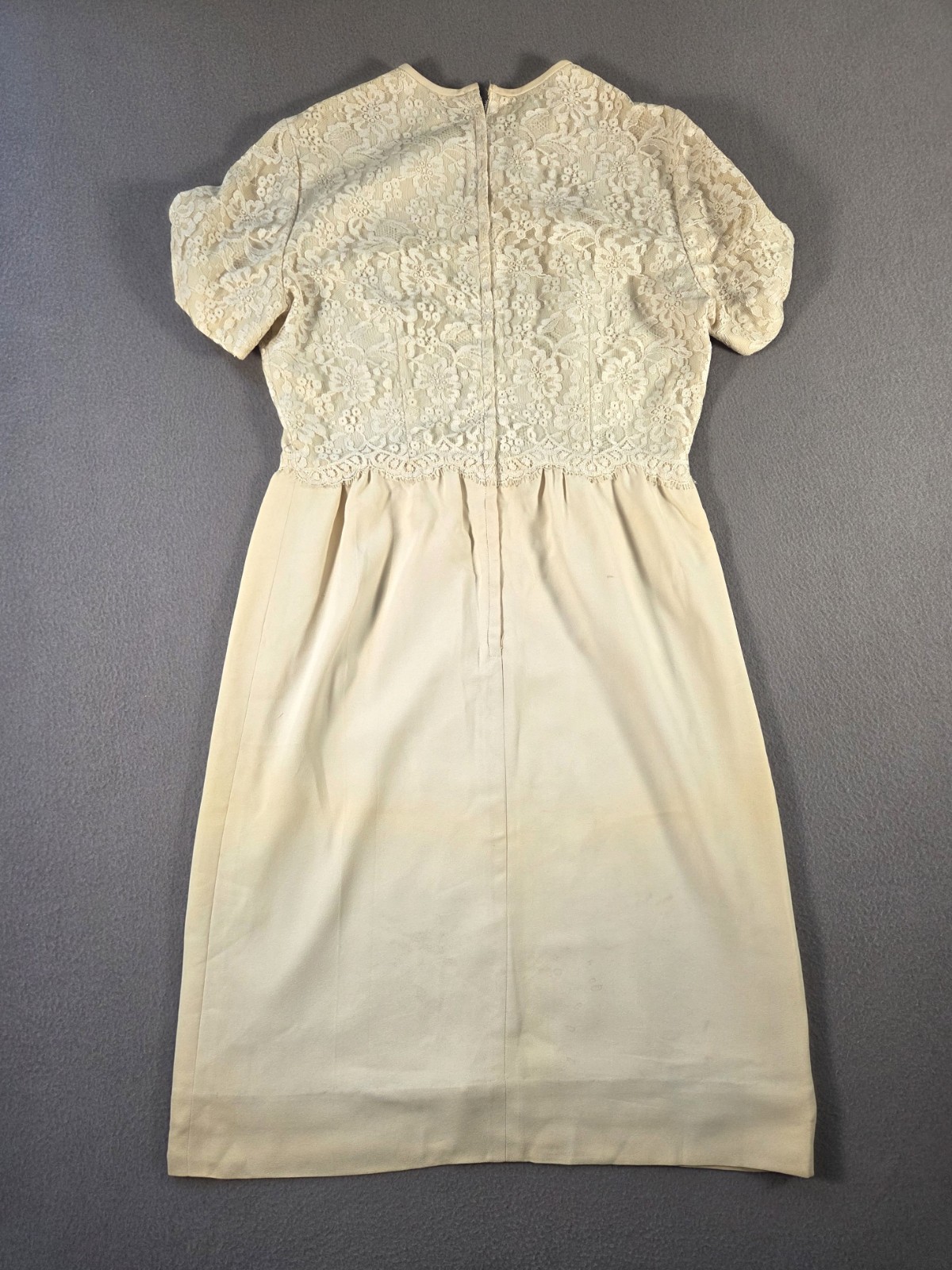 Vintage L’Aiglon Dauphine Dress Womens Large Floral Lace A Line Short Sleeve 60s