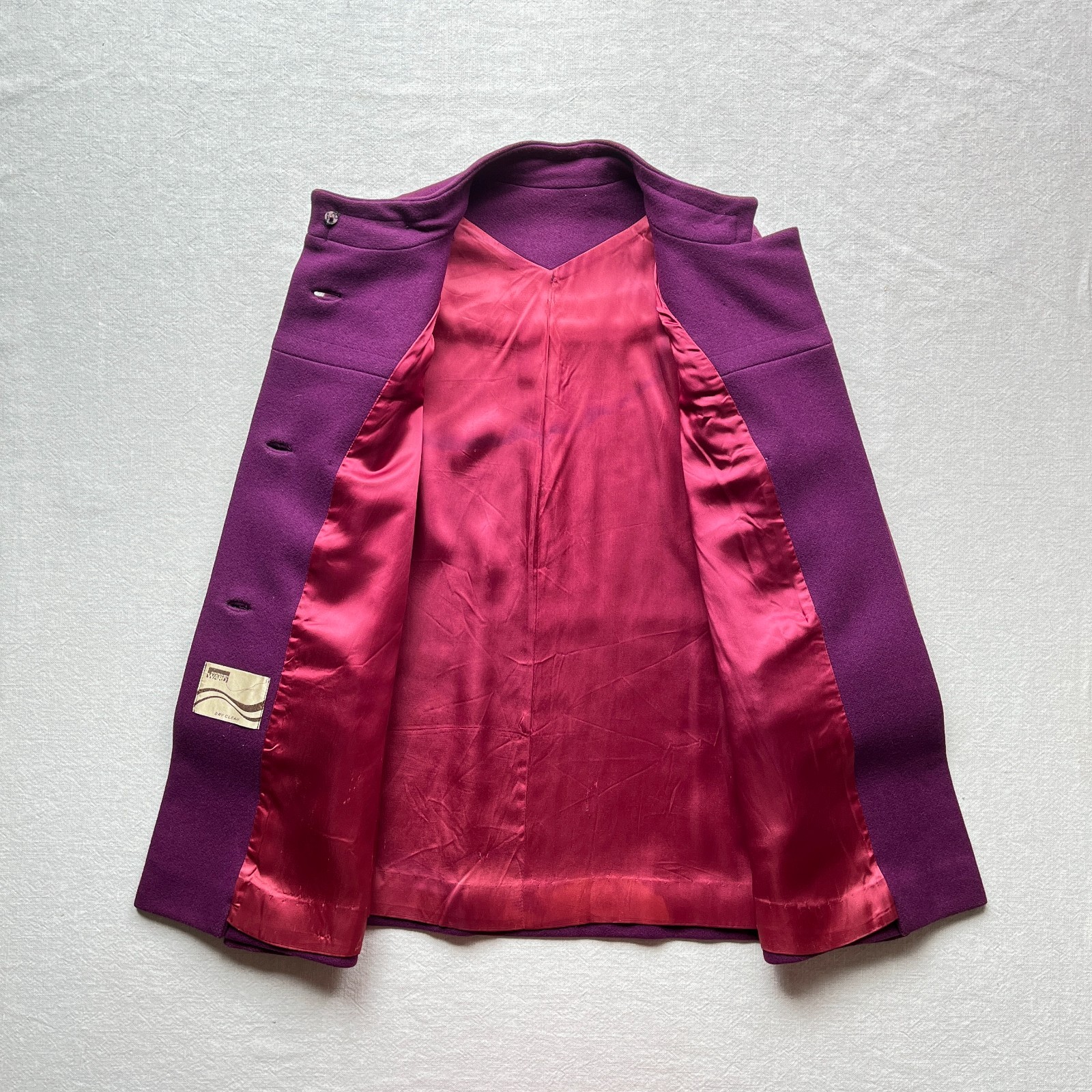 Vintage 70s Women’s Montgomery Ward Purple Hooded Peacoat Coat Medium