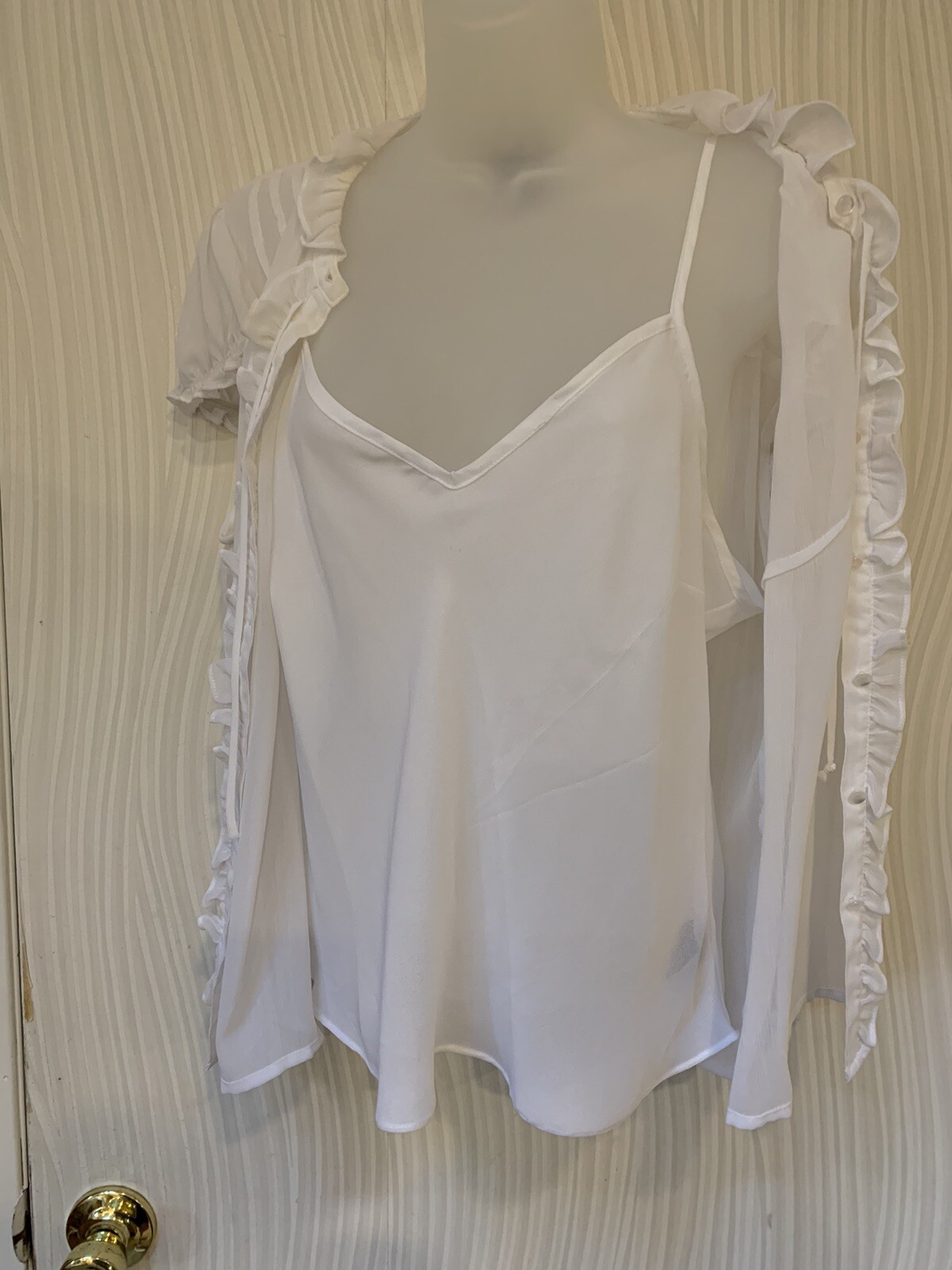 vintage new Bob Mackie Studio 2 piece White Blouse size L