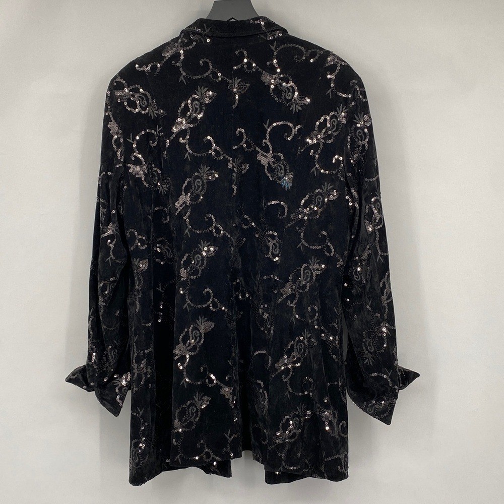Vintage Isabel Women’s Black Velvet Sequin Embroidered Jacket Size XL Whimsygoth