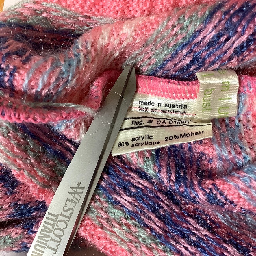 Vintage 70s 80s Pink Blue Fair Isle Anba of Austria Mohair Blend Sweater