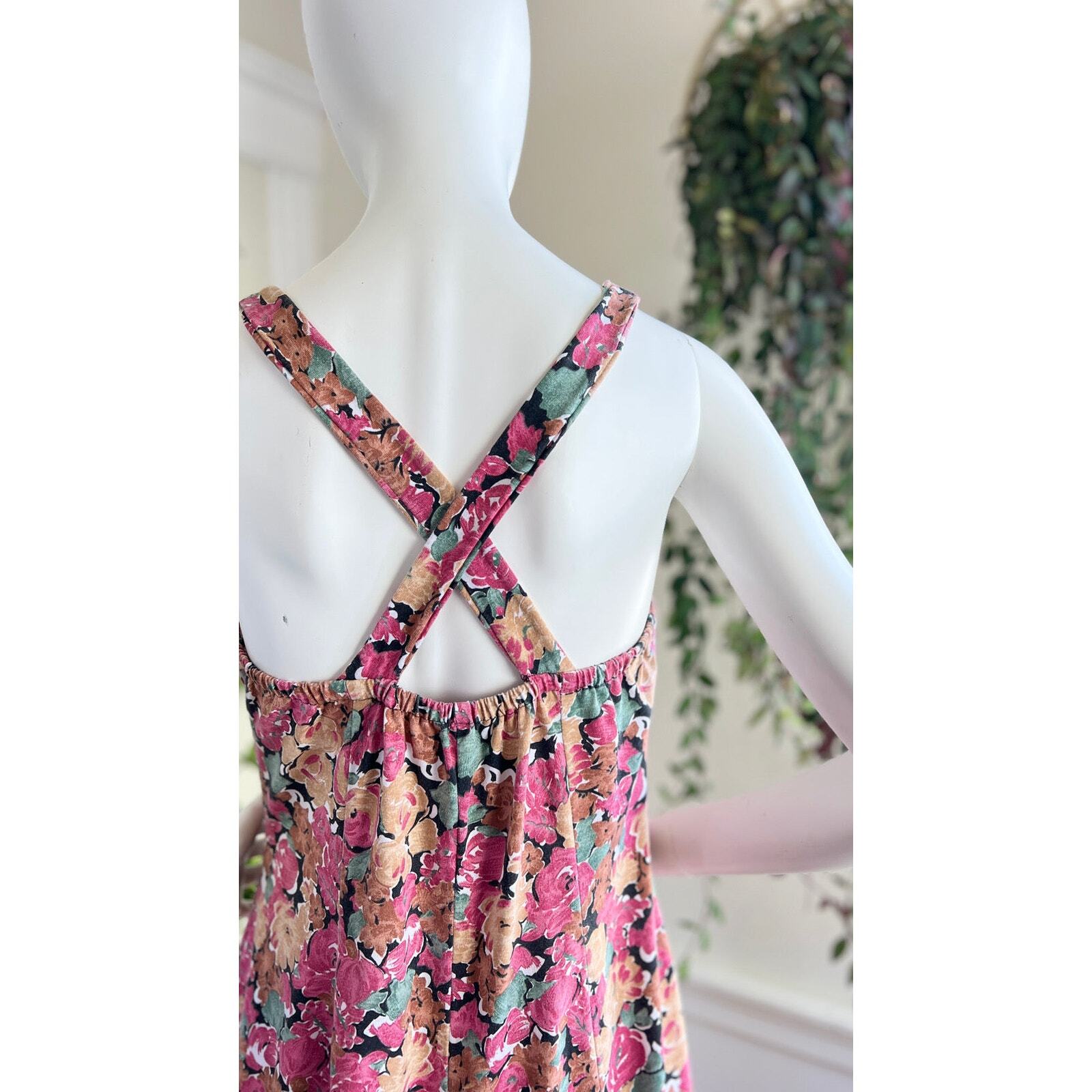 Vintage 1990s Jumpsuit 90s Floral Print Wide Leg Palazzo Romper Pink Cotton