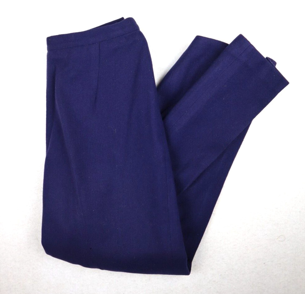 VINTAGE WOMEN’S DARK NAVY BLUE WOOL DRESS PANTS – FULLY LINED – WARDROBE MAKER