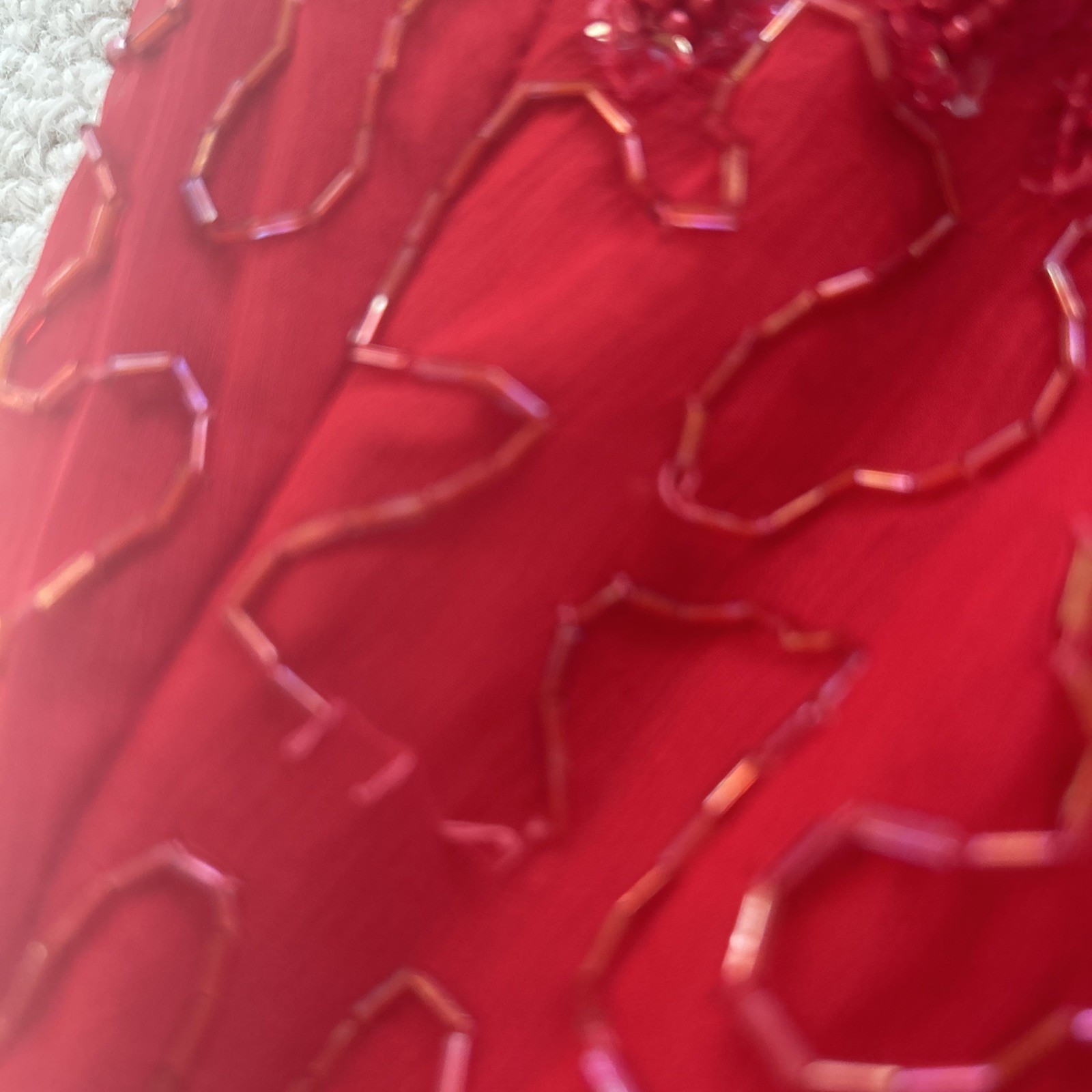 Vintage 1980’s Laurence Kazar New York Beaded Sequined Red Dress Size M