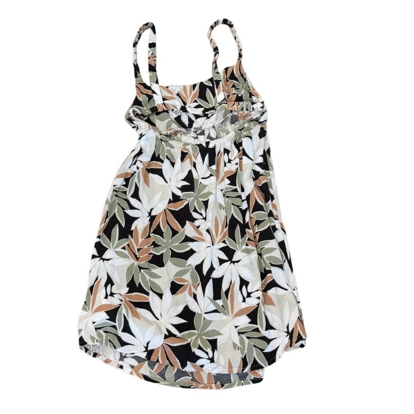 Volcom Women Waverly Tropical Leaf Cut Out Back Cami Mini Dress XS