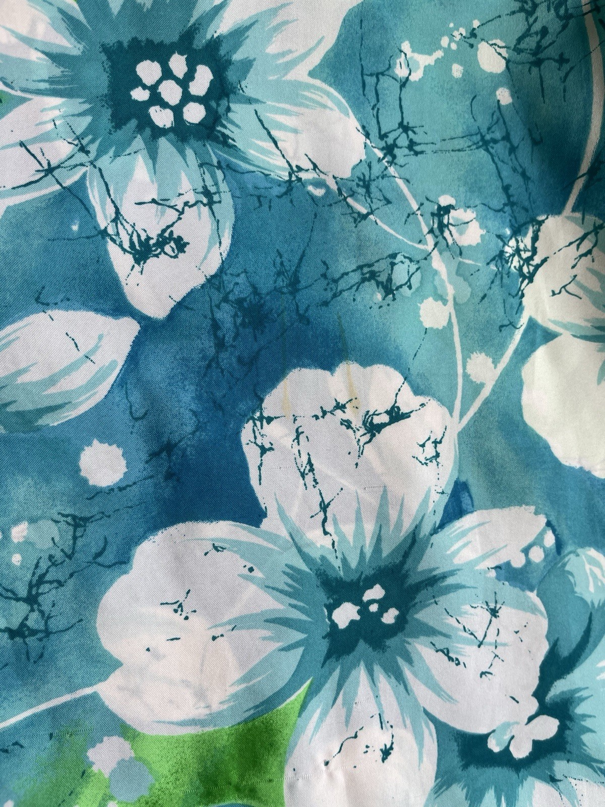 Vintage Pennys Hawaii Green Blue Floral Hawaiian Maxi Dress Size S