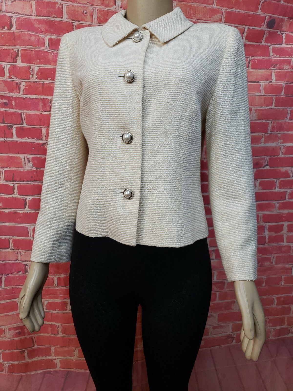 Courreges Paris, Designer Cream Women’s Vintage Buttoned Jacket Sz M? #C