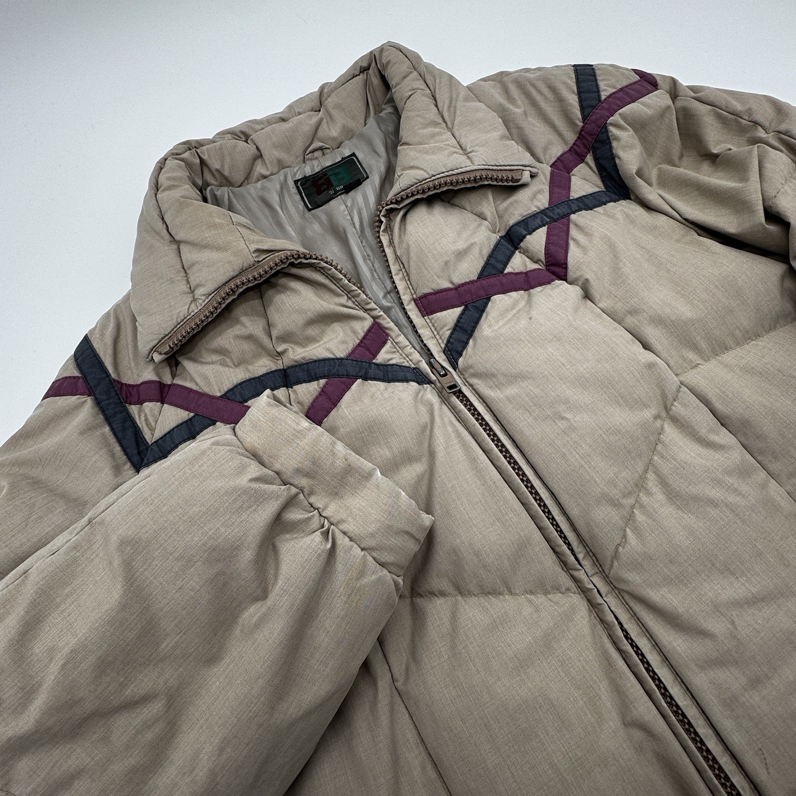 Vintage 70s Puffer Puffy Bubble Down Fill Insulated Long Quilted Coat Womens L