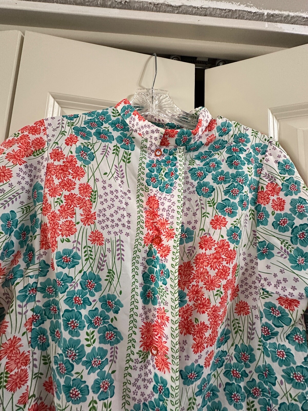 VTG EVELYN PEARSON WOMENS XS FLORAL HOUSE COAT DRESS LOUNGE CLASSIC