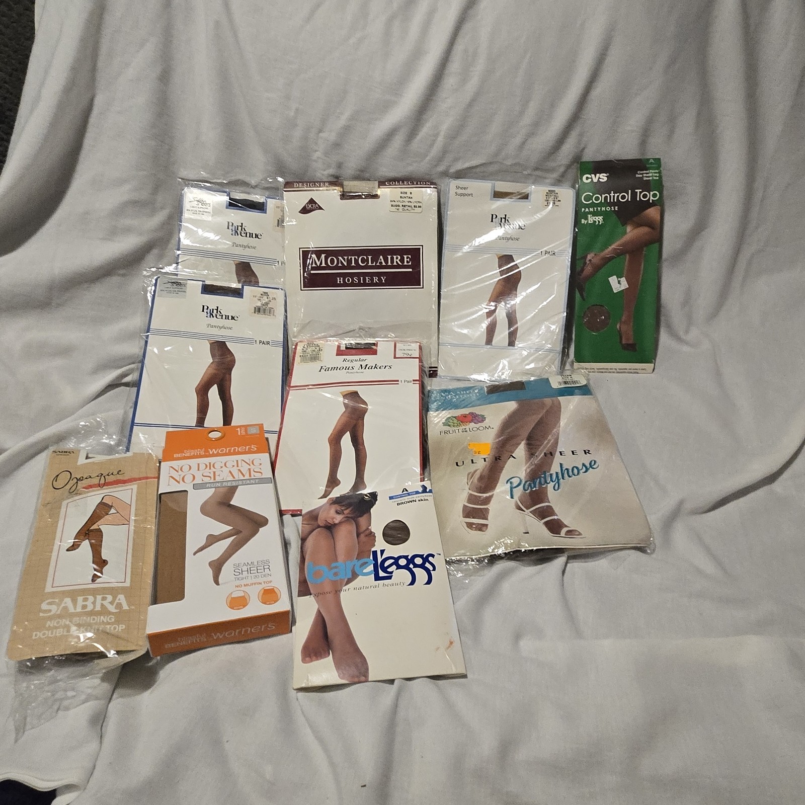 Vtg Pantyhose Lot 9 Pairs NOS Deadstock Size B Medium Tall 90s Y2K