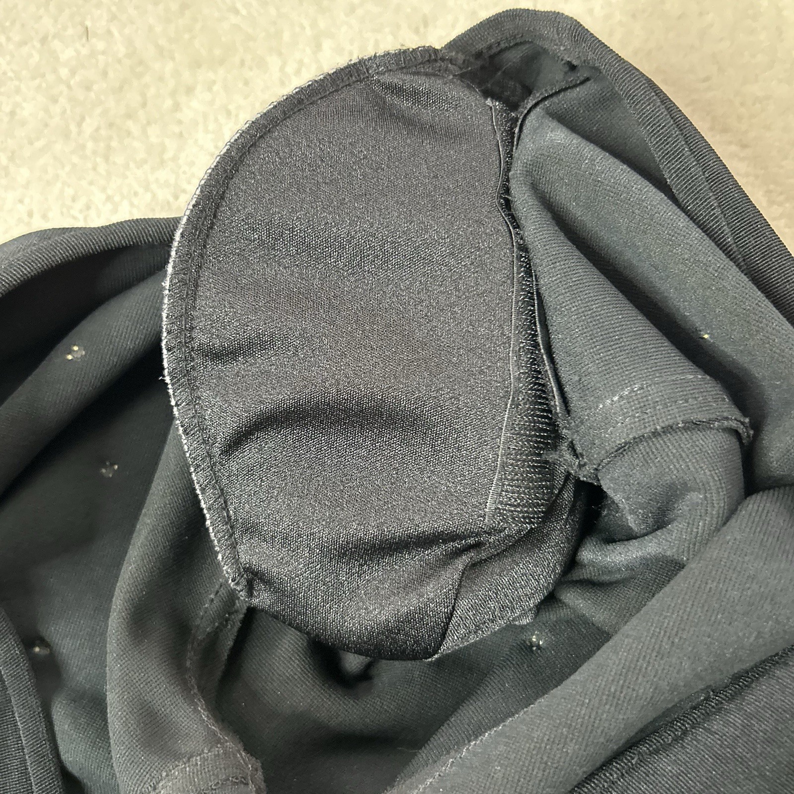 Vintage Tadashi Black & Gold Stretch Body Con Ruffle Cocktail Dress Size 14