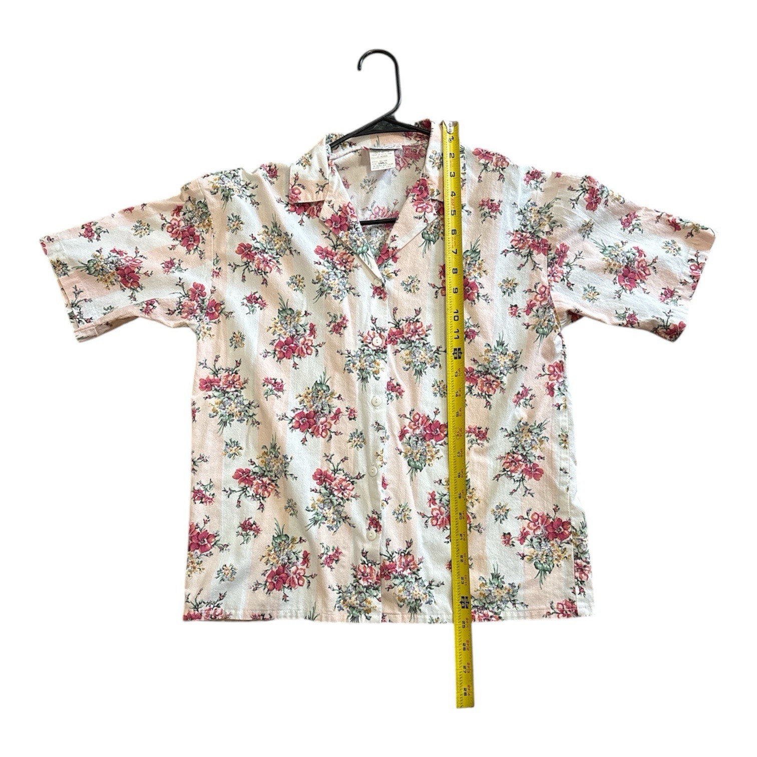 Vintage Act III Floral Stripe Casual Shirt Single Stitch Button Down Cotton USA