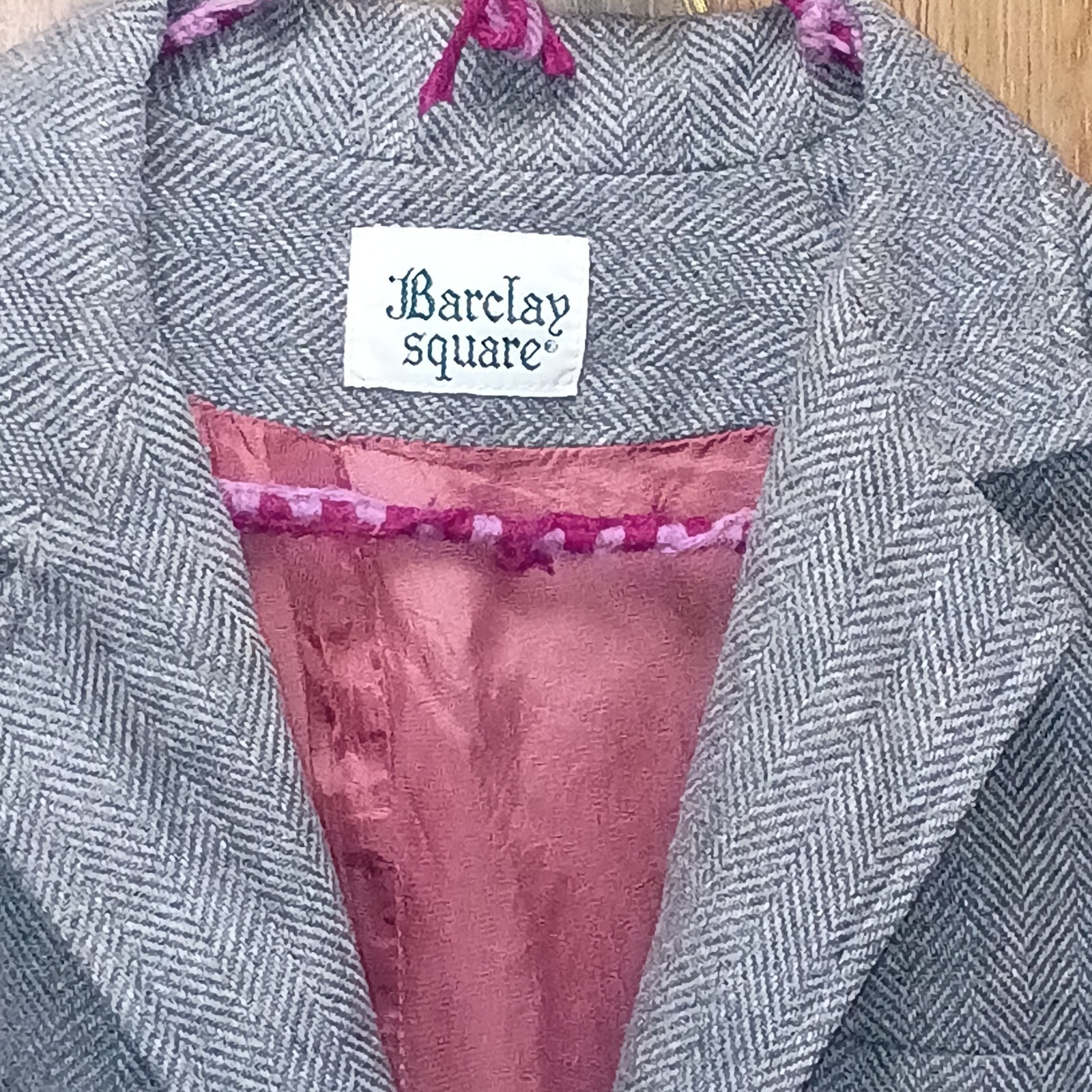 Vintage Barclay Square Gray Herringbone Tweed Blazer Jacket 11/12 Modern Med