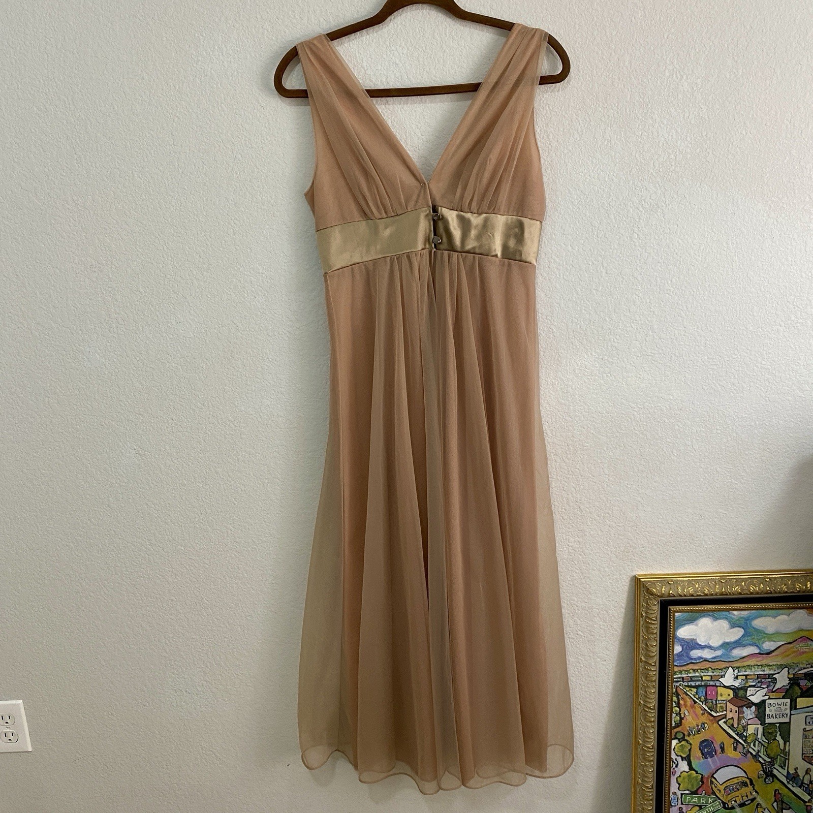 Vintage Gossard Artemis Chiffon Nightgown Peach Nude Empire Waist Small