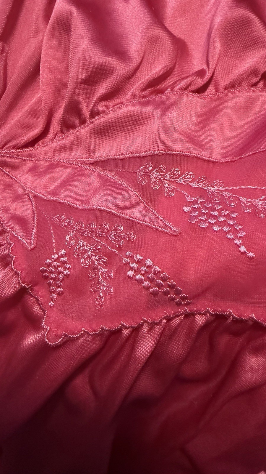 Vintage Shadowline Women’s Long Pink Nylon Nightgown Size S Short Cap Sleeve