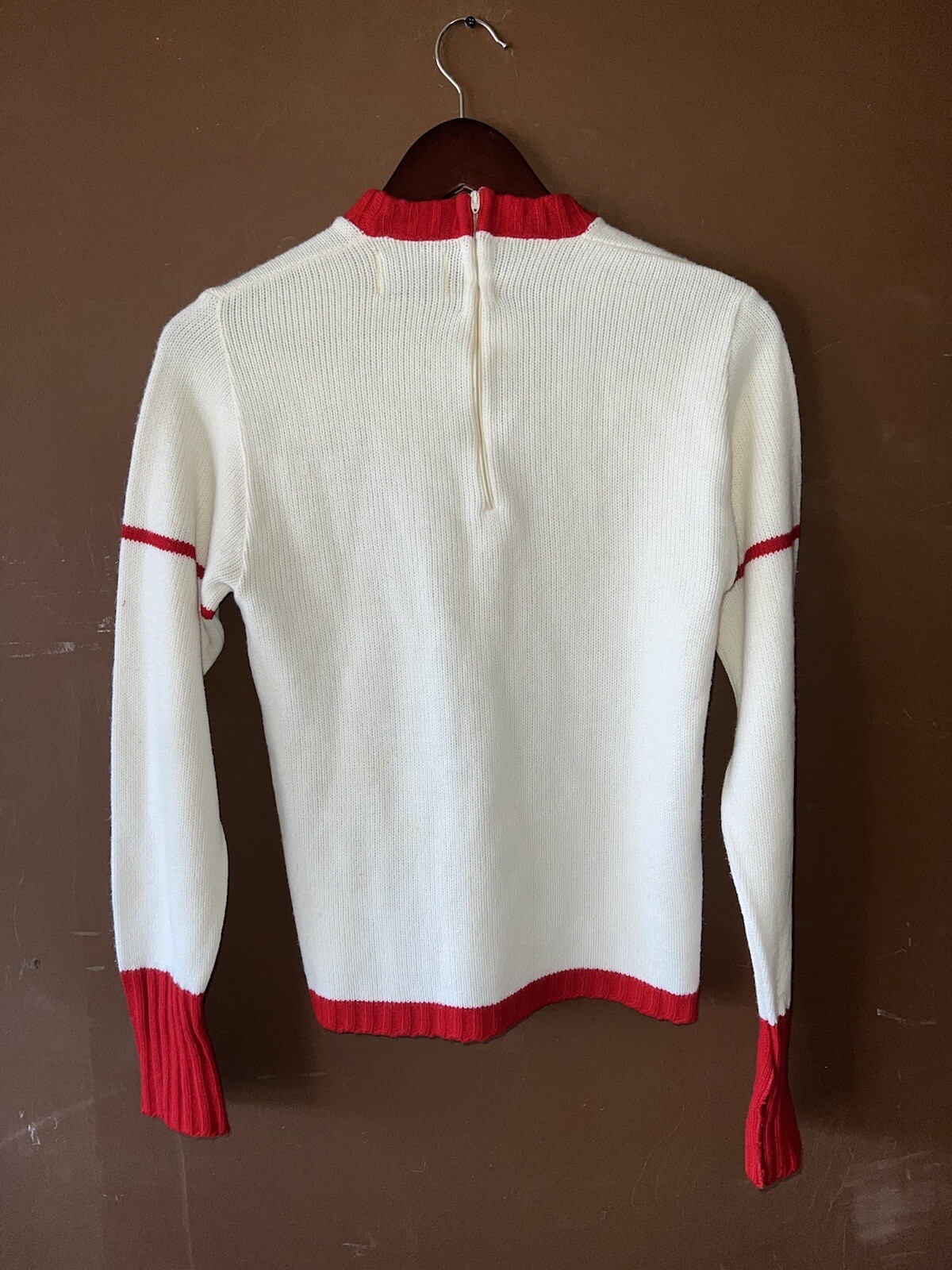 Vintage 1980s Cheerleader Sweater Red White Size SMALL Keller Knit Cheer 70s 80s