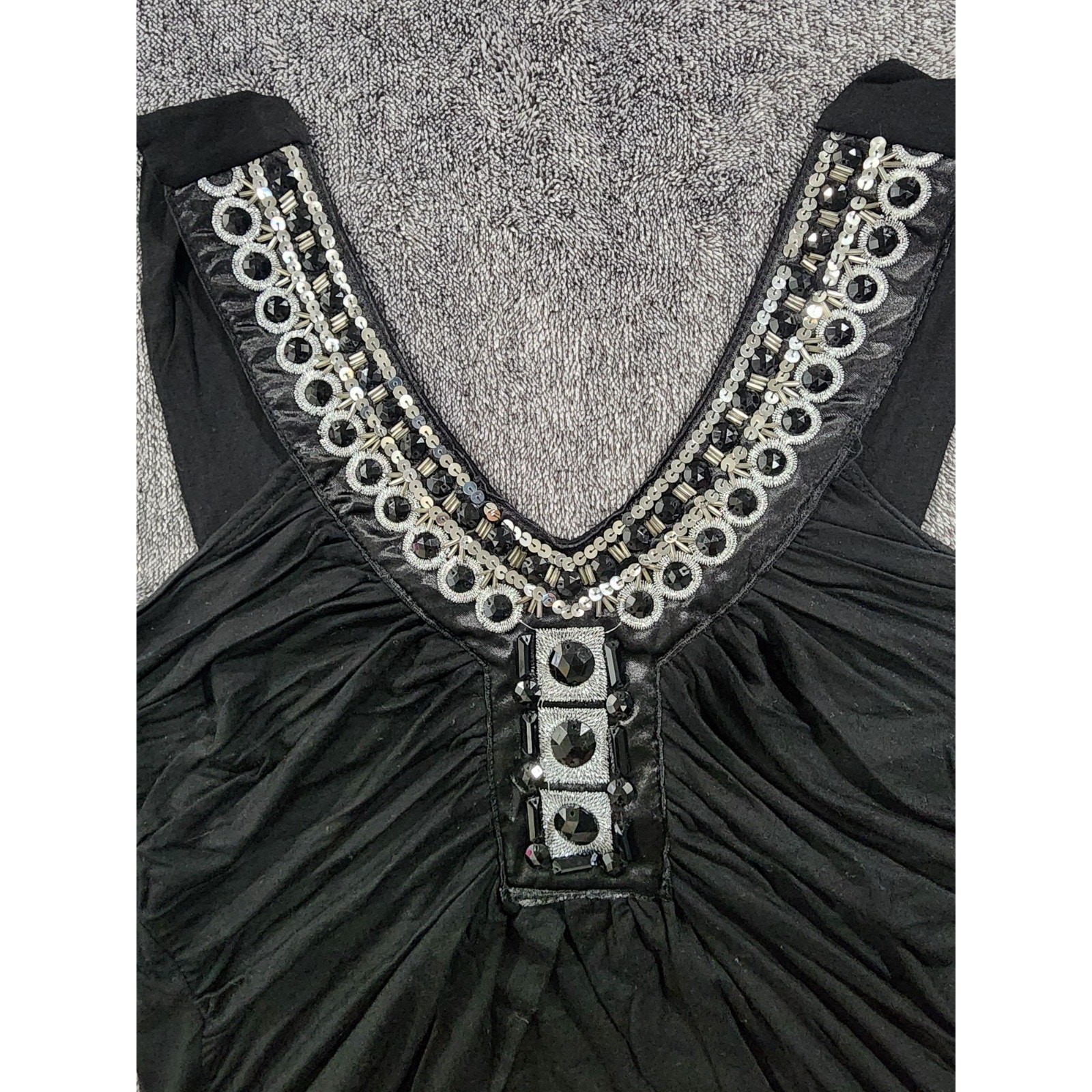 VINTAGE Moa Moa Embellished Shoulder Strap Top, Womens L, Juniors XL
