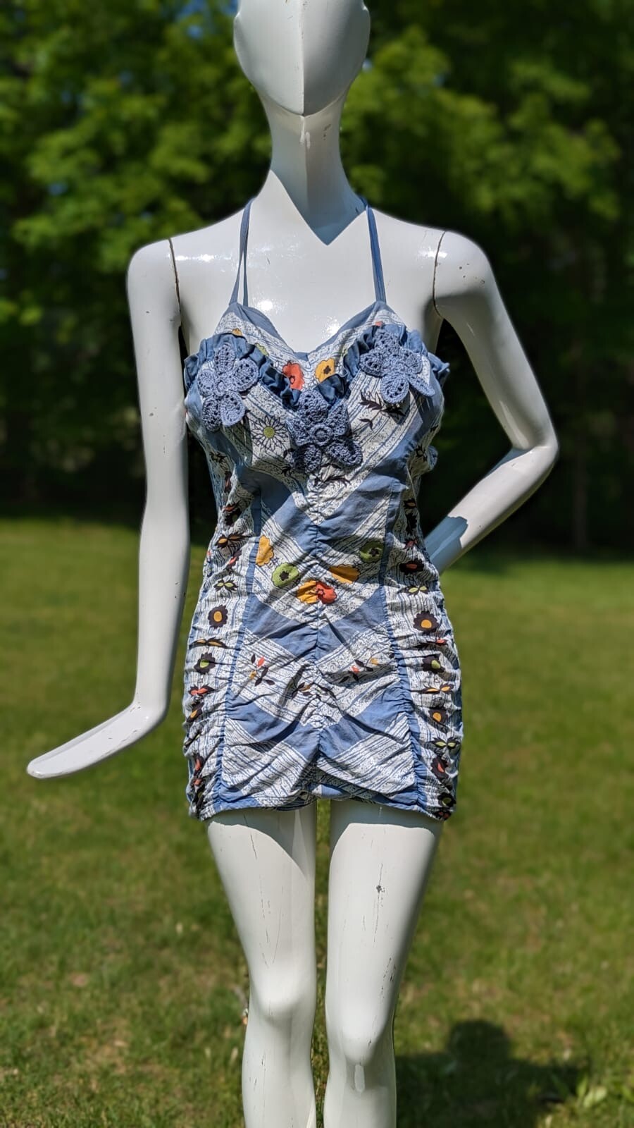VINTAGE 1950’S ROSE MARIE REID PRINT COTTON BATHING SUIT SWIMSUIT 