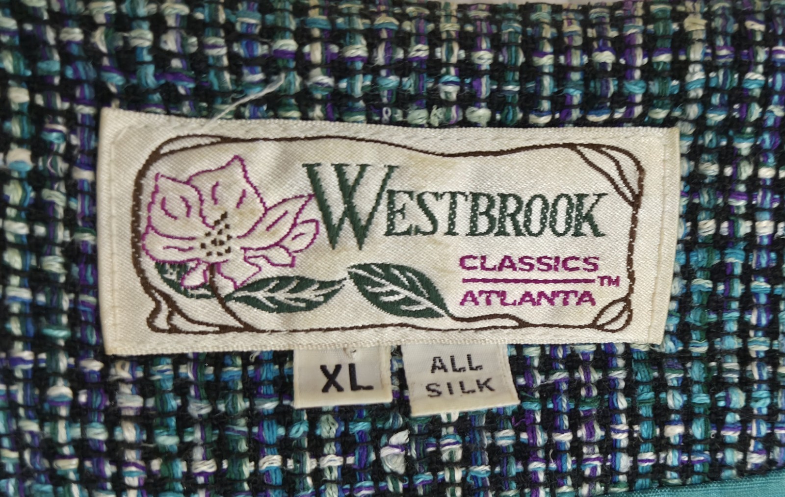 Westbrook Classics Atlanta Womens XL 100% Silk Multicolor Tweed Blazer Jacket
