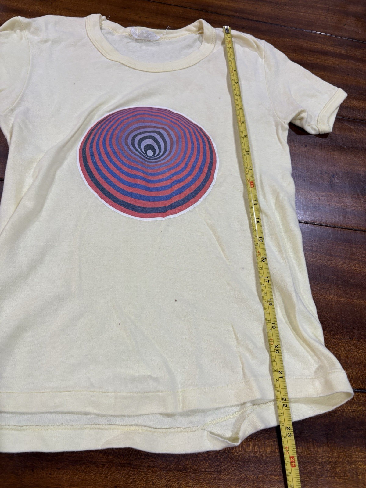 Vintage 1990s Cotton T Shirt Small Unique Spiral Graphics Op Art