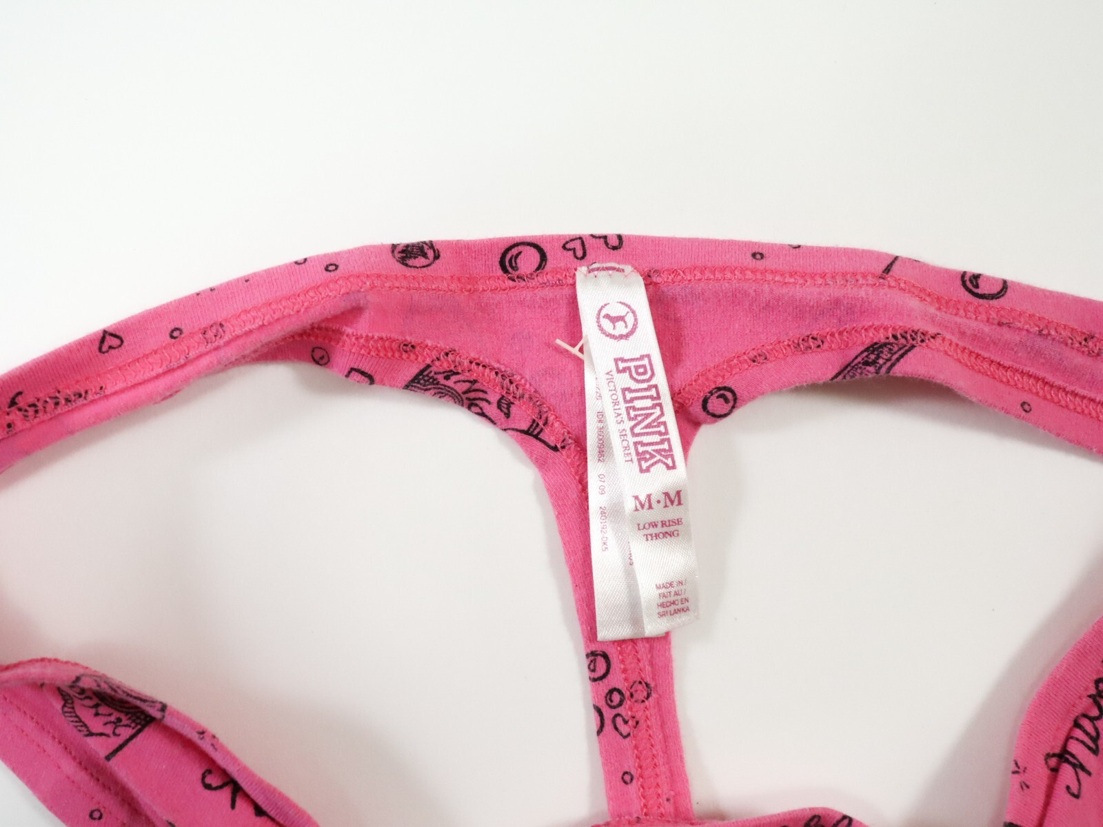 1 Vtg Victoria’s Secret PINK 2009 Ruched Bow Thong Panties Size SMALL