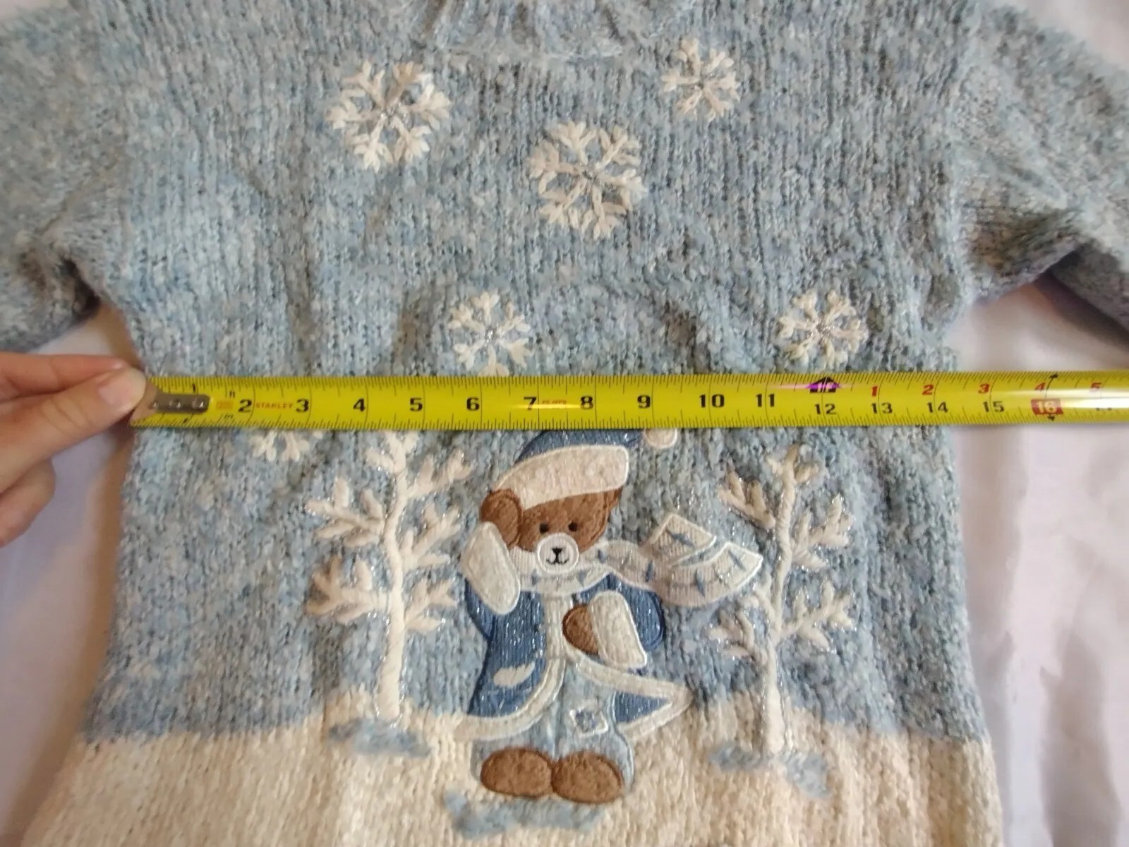 Vintage 80s Teddy Bear Chunky Knit Winter Snowflake Sweater. Mandal Bay Size 7/8