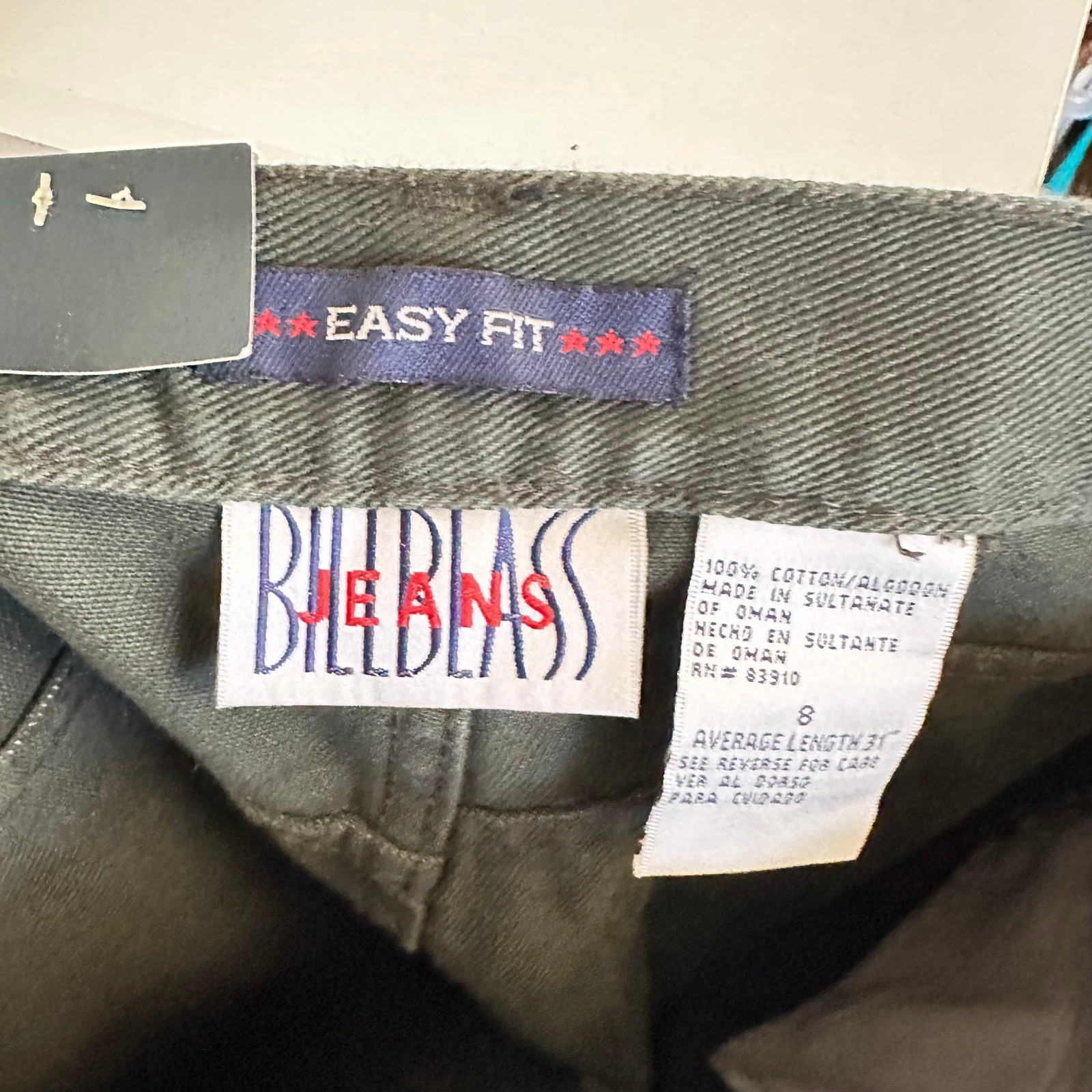 Bill Blass NWT Vintage Jeans Size 8 Olive Easy Fit High Rise Straight Tapered