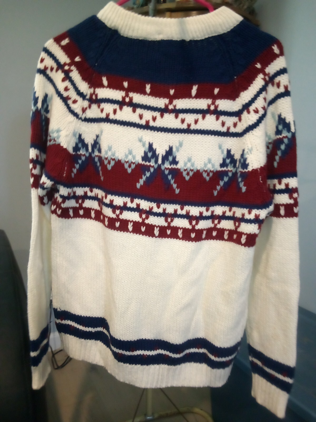 Vintage National Shirt Alpine Collection Pull Over Sweater Red White And Blue
