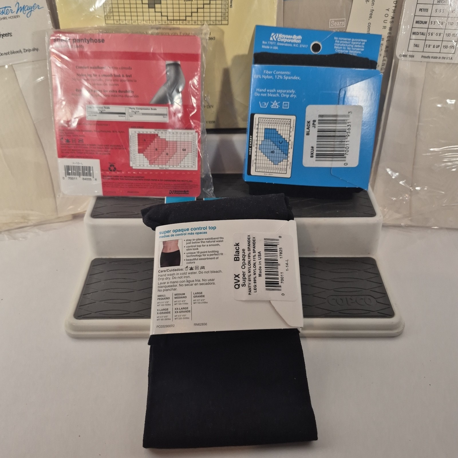 Pantyhose Lot of 7 Mixed Brand No Nonsense, Sears, EP, & Mayer (Size B & Large)