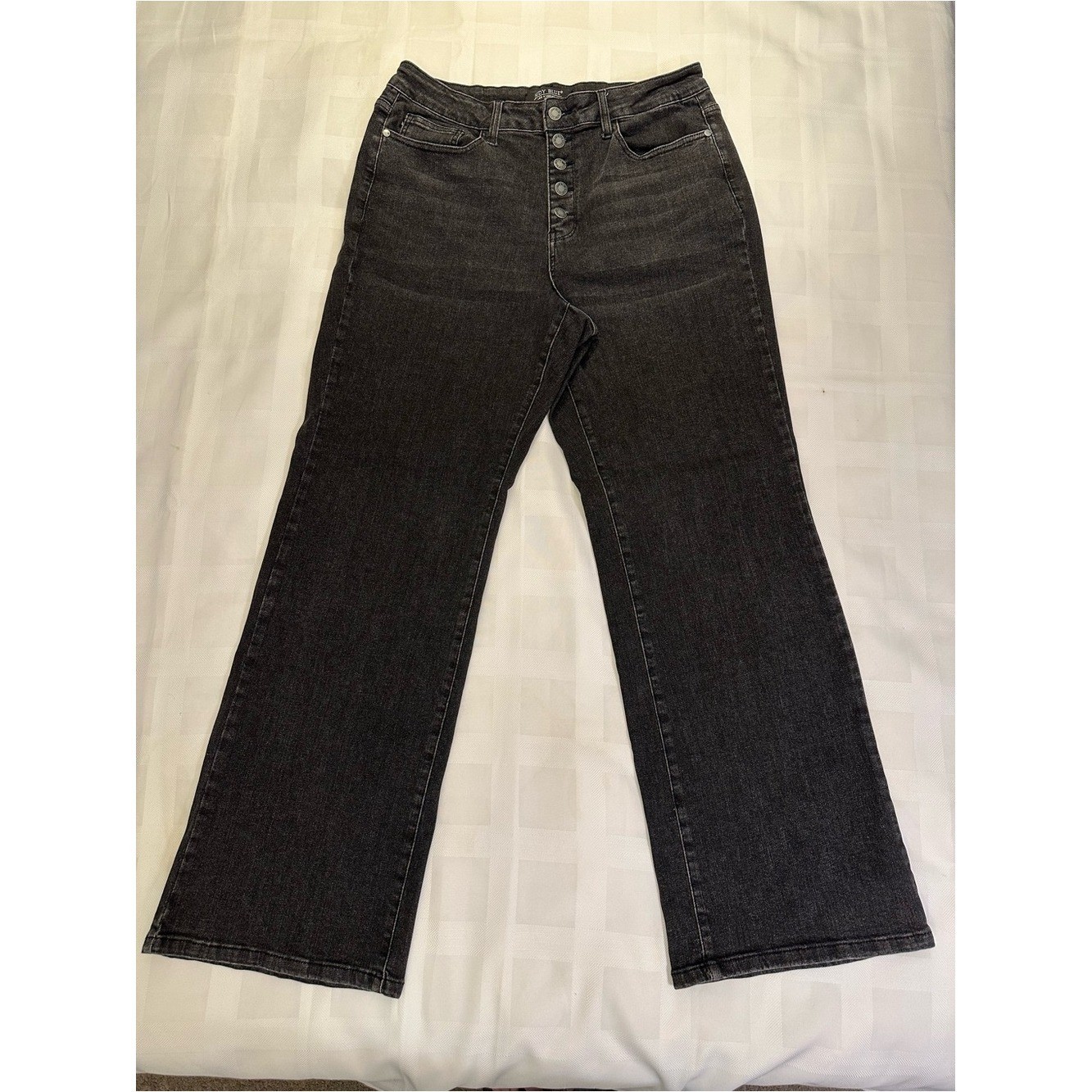 🔥🖤 NWOT Judy Blue Button Fly Wide Leg Black Denim 16W🖤🔥 PRISTINE condition!