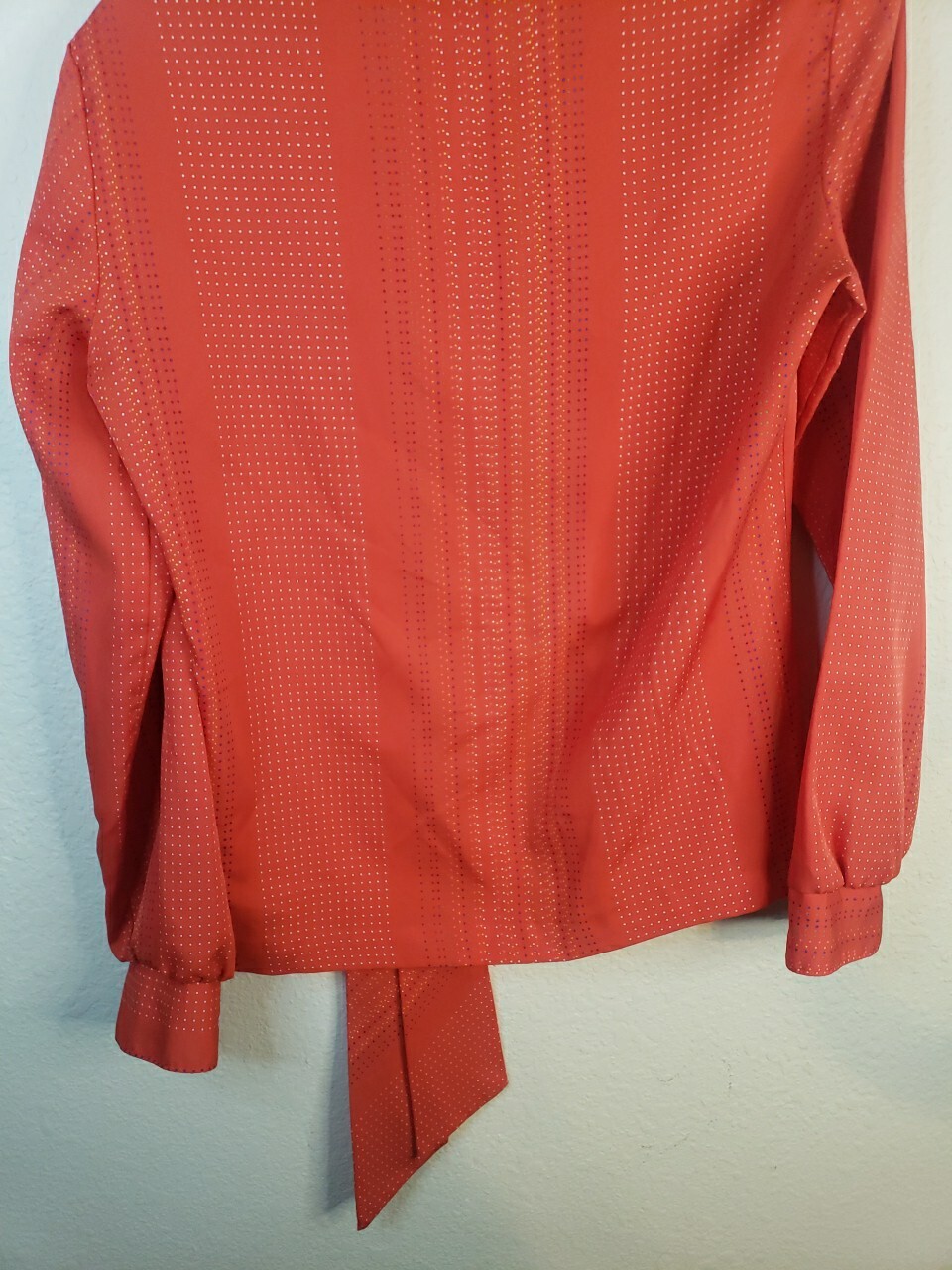 VTG 60S 70s Lady Arrow Button Up SIZE 10 L/S Red Polka dot Polyester PSYCHEDELIC
