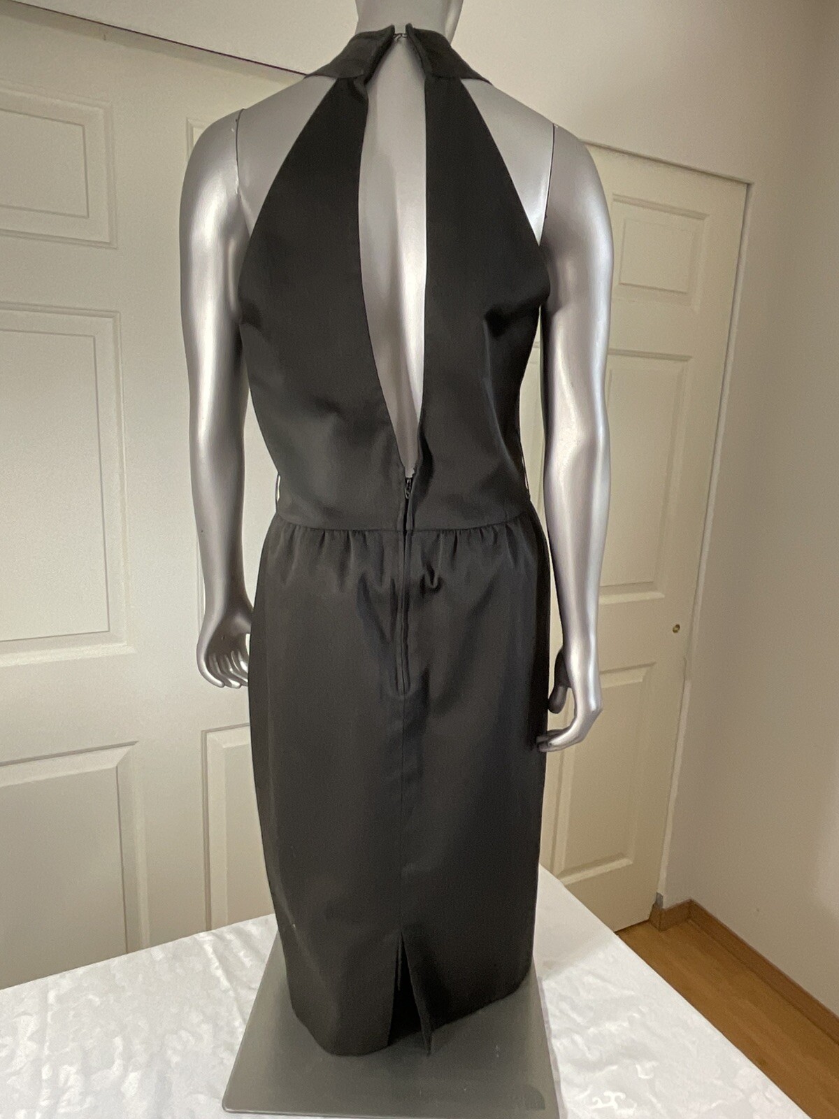 Vintage AJ Bari Dress 80s 90s Dark Pewter Color Dress Size 8