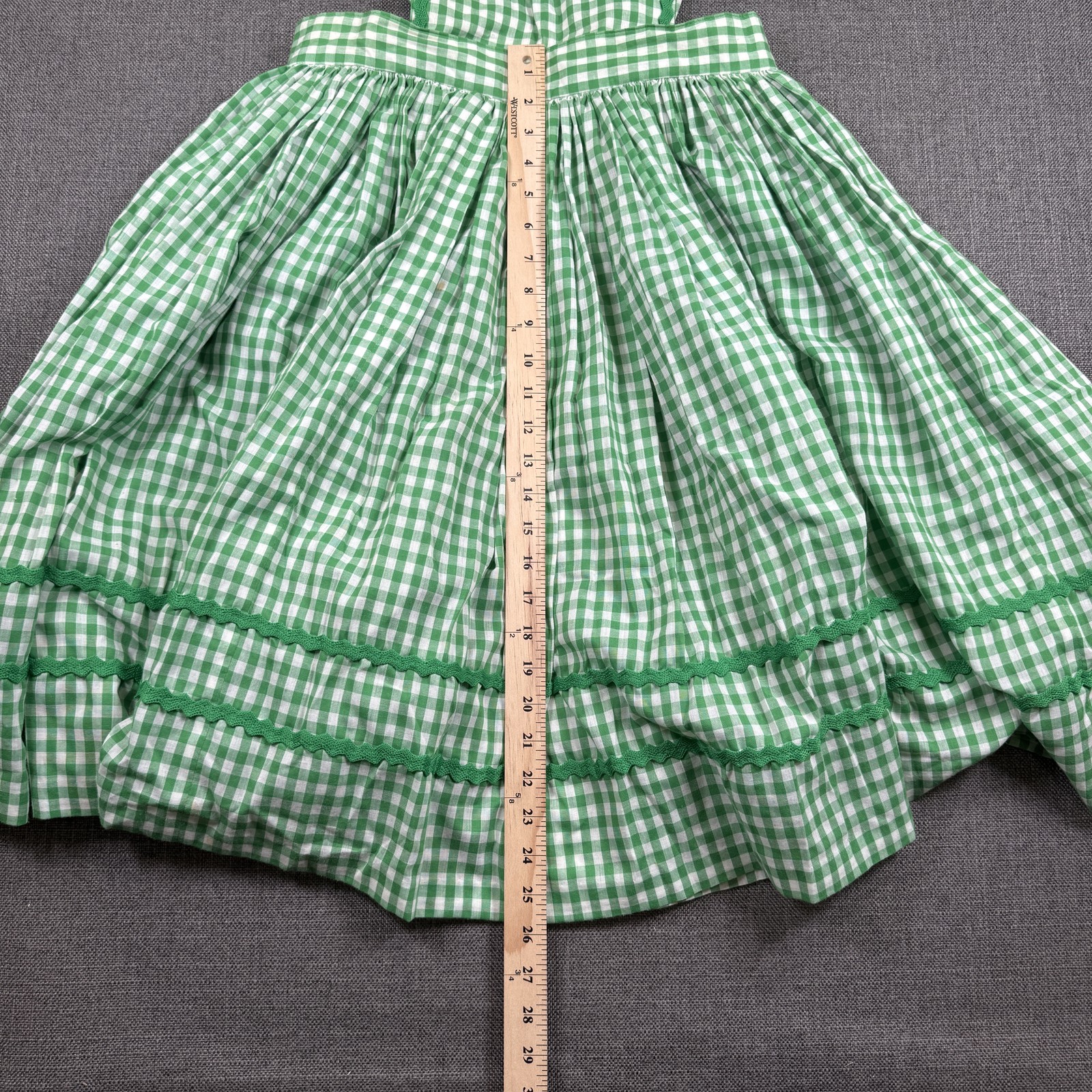 Handmade VTG Green White Gingham Pinafore Dress Womens Small Cottage Core Dance