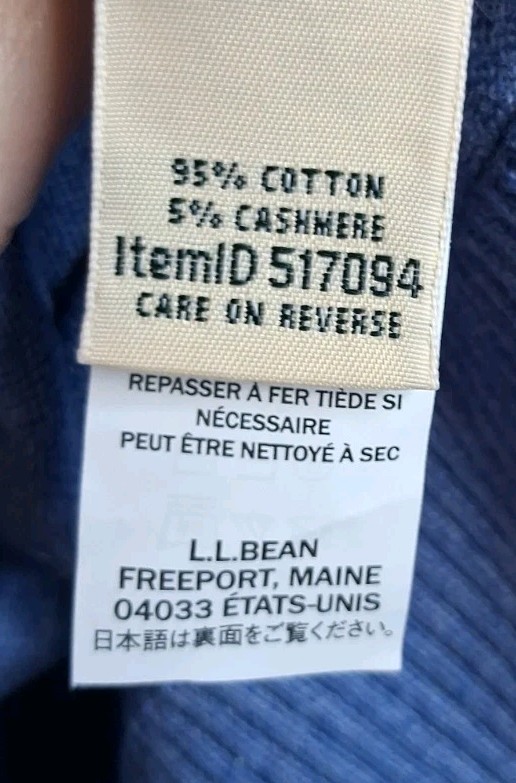 LLBean Cashmere Blend Crewneck Pullover Sweater XL Pet Blue Quiet Luxury Vtg
