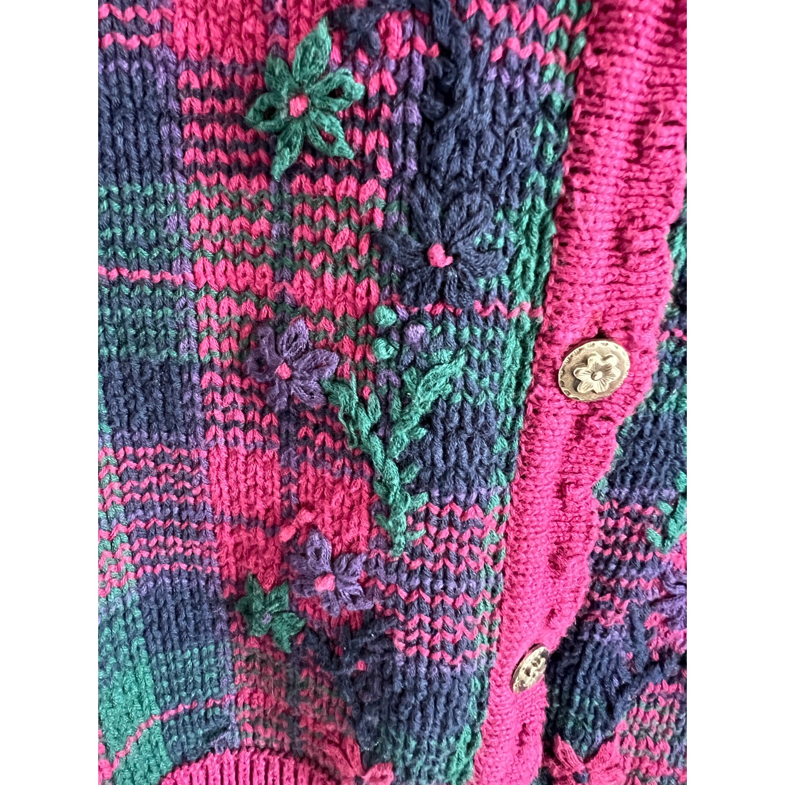 Vintage 1990s Northern Reflections Floral Knit Sweater Vest XL Grandmillennial